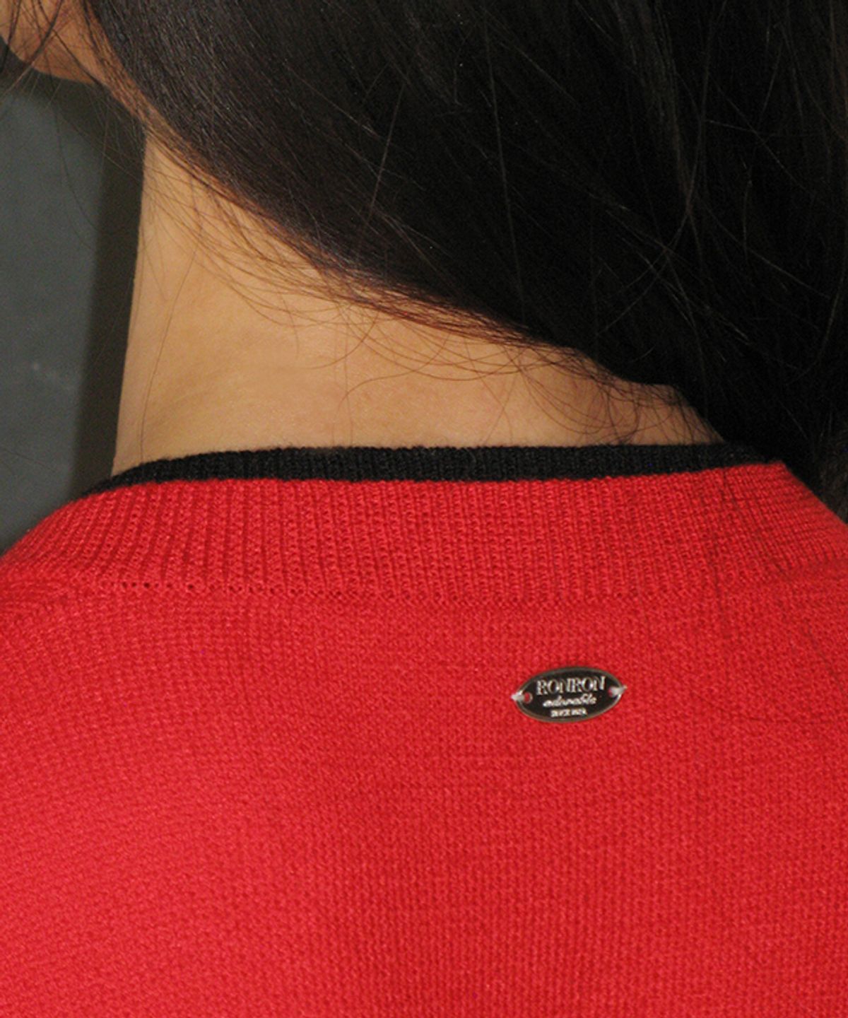 론론(RONRON) STRIPE LAYERED KNIT CARDIGAN RED