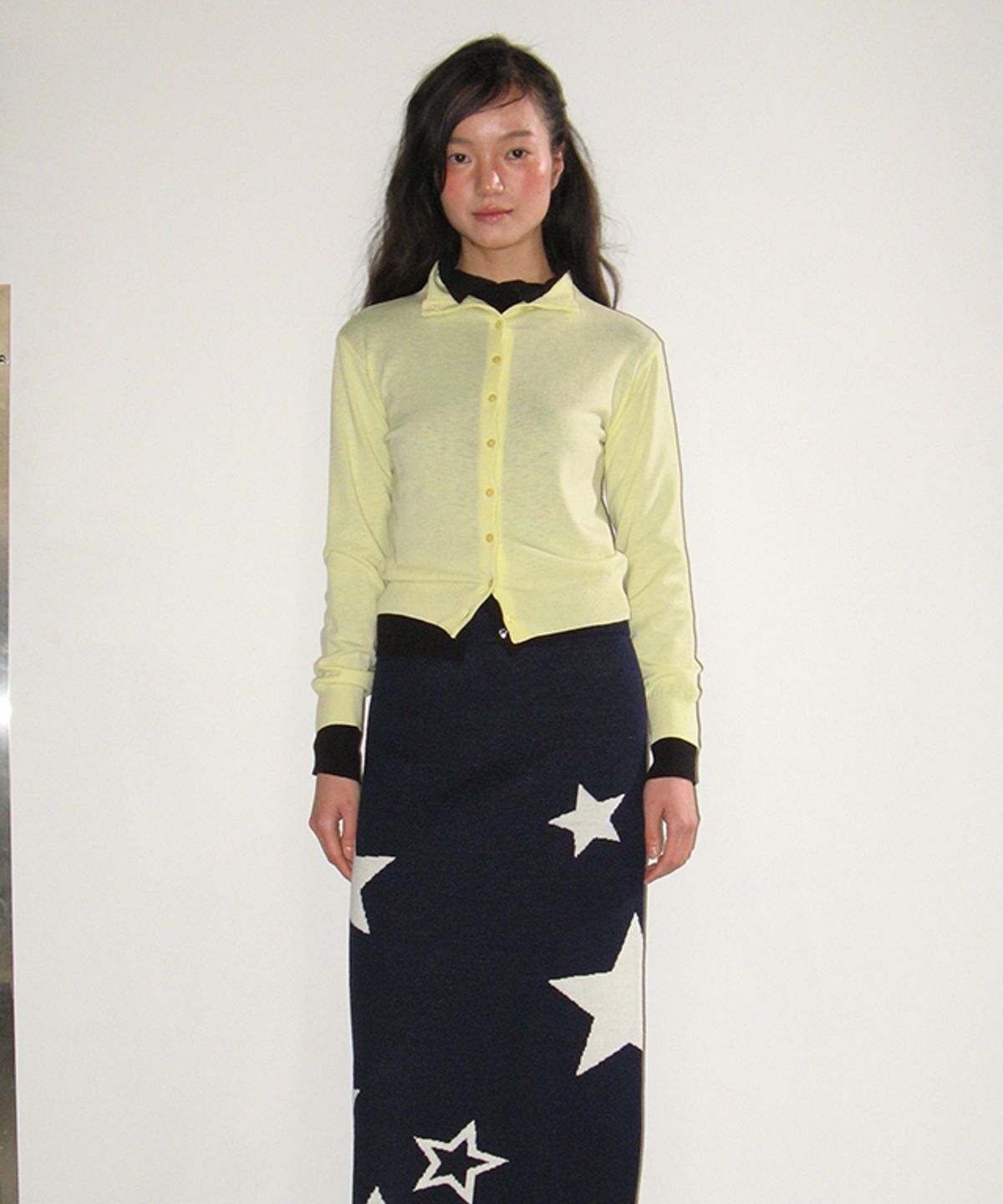 론론(RONRON) BACK LABEL SLIMFIT KNIT CARDIGAN YELLOW