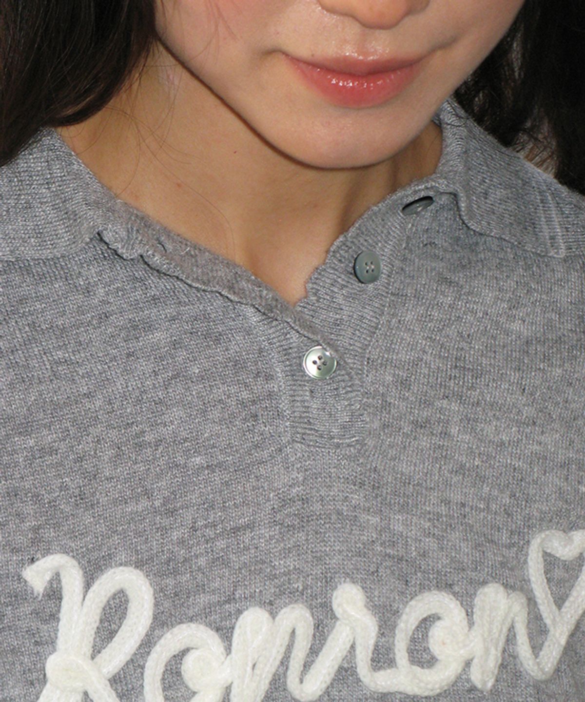 론론(RONRON) HAND MADE LOGO COLLAR KNIT PULLOVER GREY
