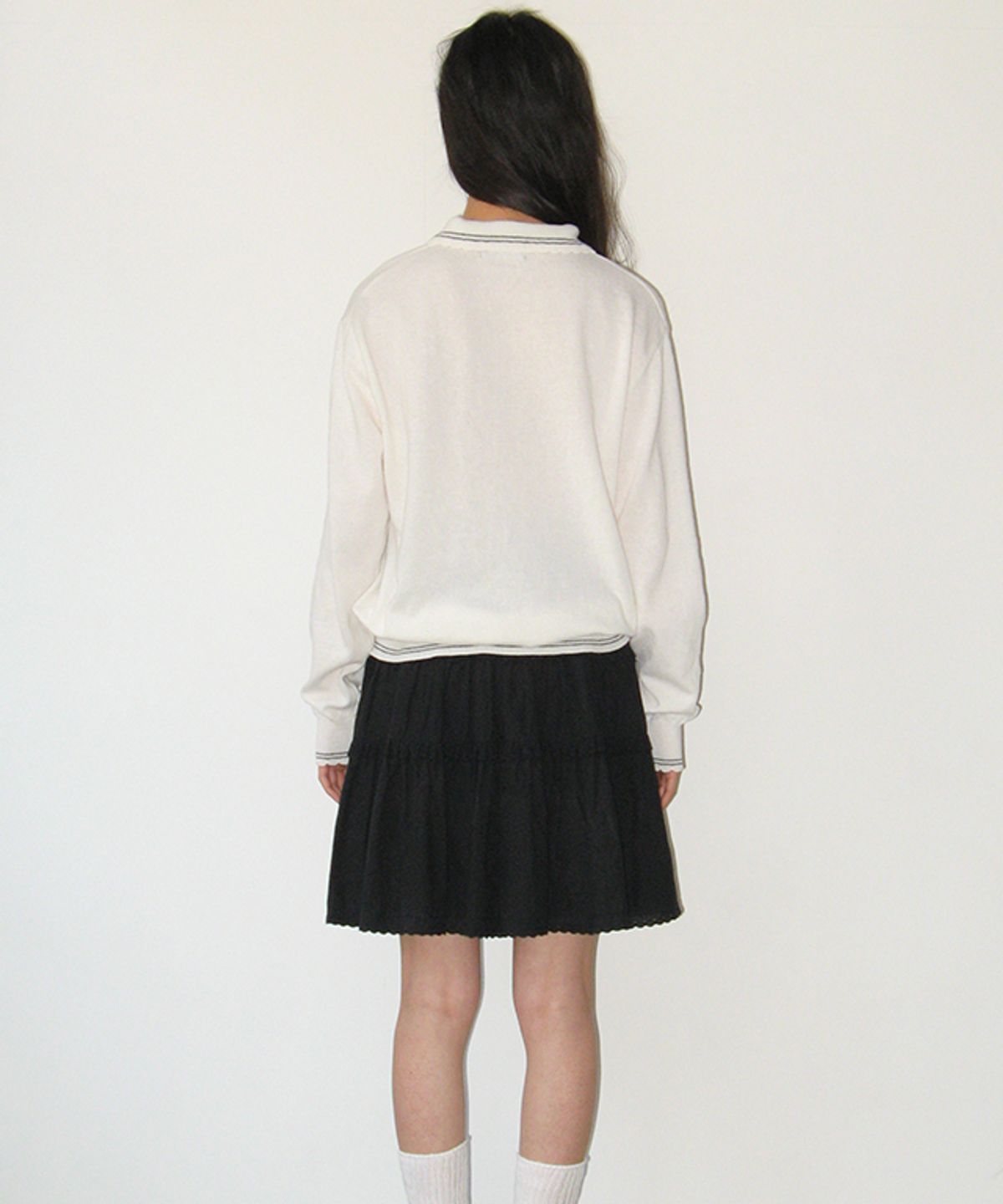 론론(RONRON) HAND MADE LOGO COLLAR KNIT PULLOVER IVORY