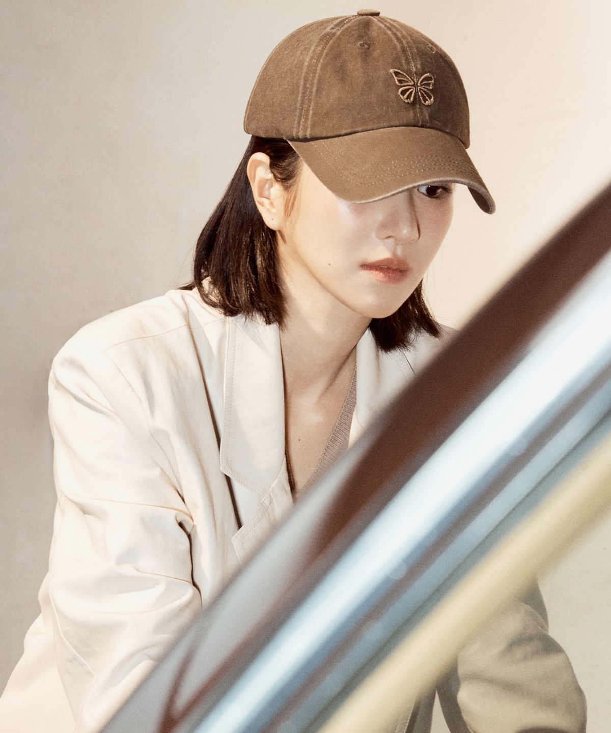 닉앤니콜(NICK&NICOLE) VINTAGE MINI BUTTERFLY BALL CAP_KHAKI
