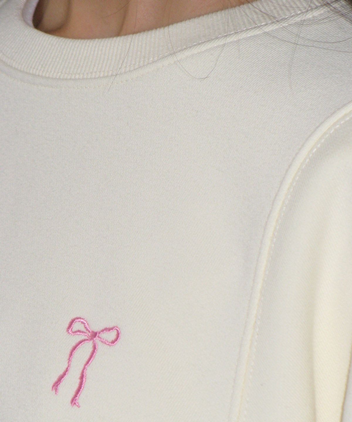론론(RONRON) VOLUME SLEEVE RIBBON SWEATSHIRT CREAM