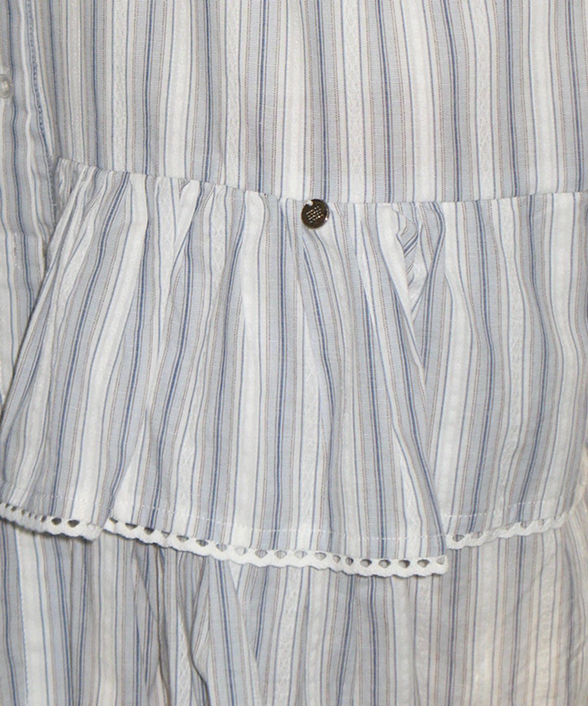 론론(RONRON) ROUND COLLAR FRILL KANGKANG SHIRT DRESS BLUE STRIPE