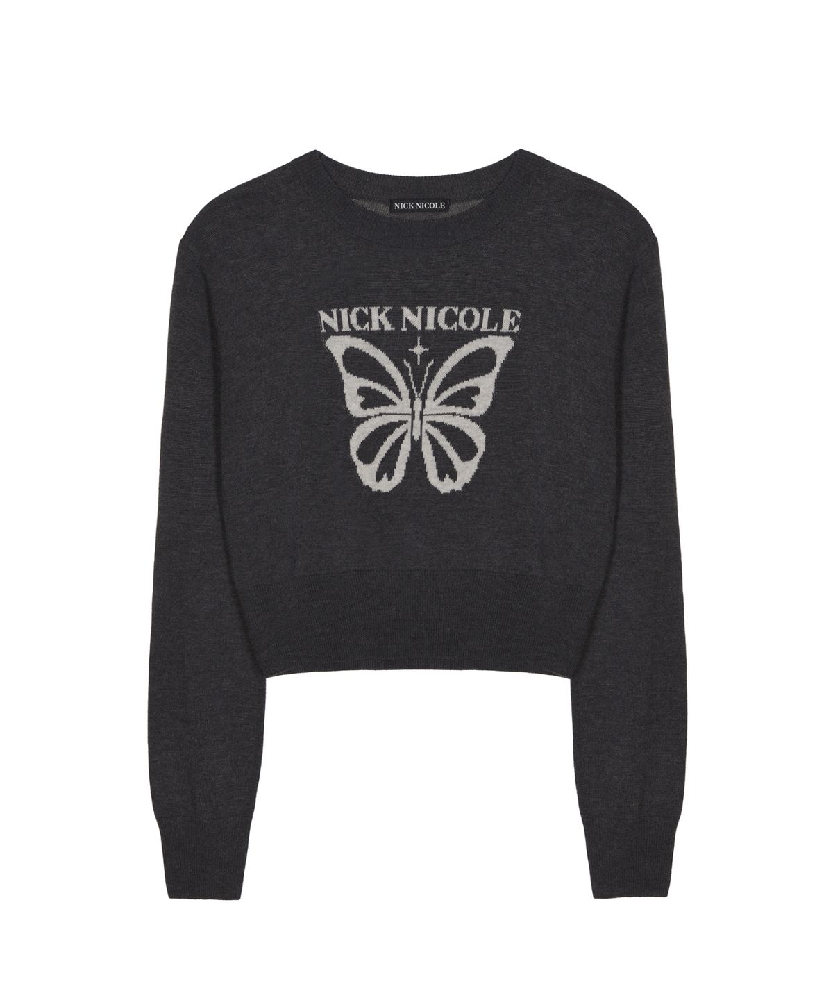 닉앤니콜(NICK&NICOLE) BOLD BUTTERFLY JAQUARD KNIT_CHARCOAL