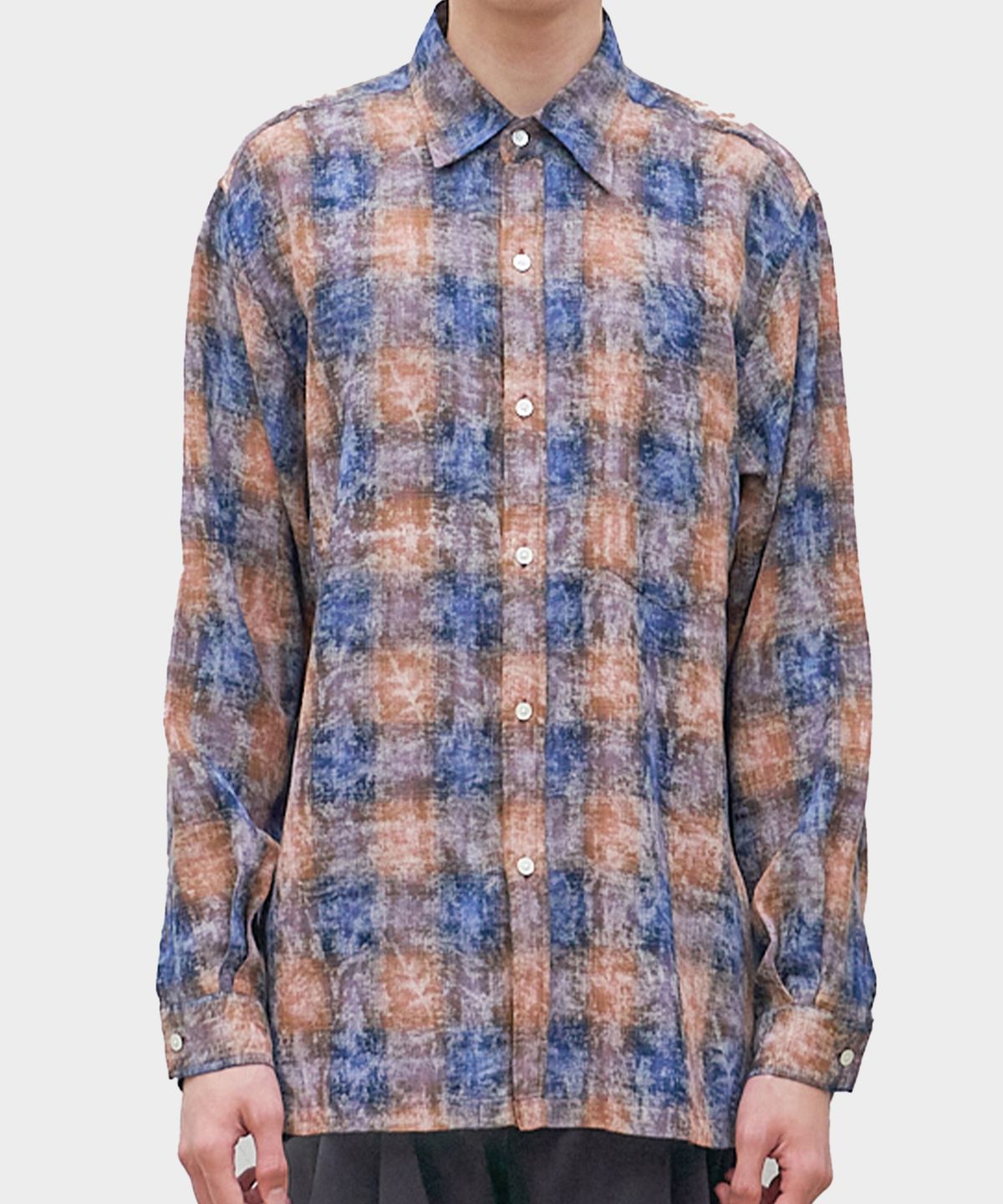 우석(WOOSUK) Vintage Washed Check Shirt (Blue)