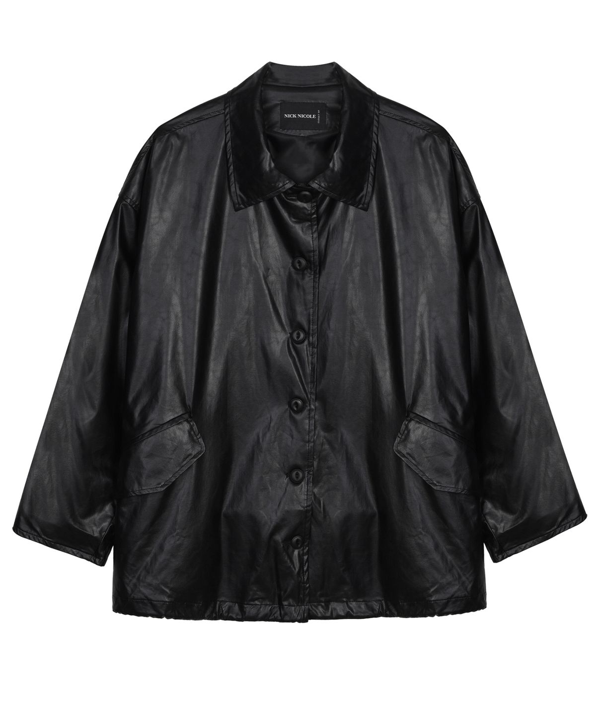 닉앤니콜(NICK&NICOLE) VINTAGE HALF LEATHER STRING JACKET_BLACK
