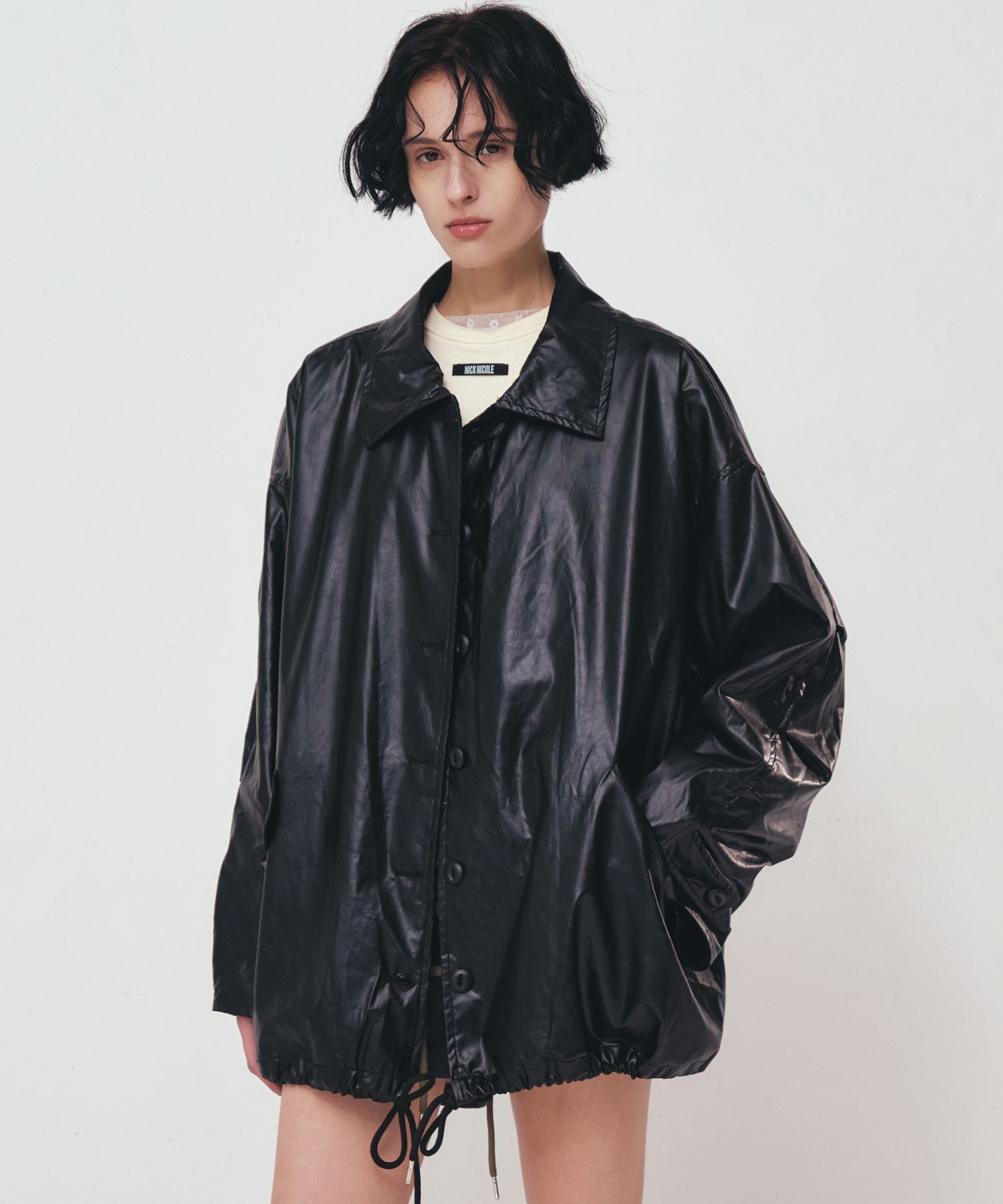 アウターその他 NICK&NICOLE MATT VINTAGE LEATHER MIDI JACKET 5BJH1188 MUSINSA | NICK&NICOLE VINTAGE HALF LEATHER STRING JACKET_BLACK