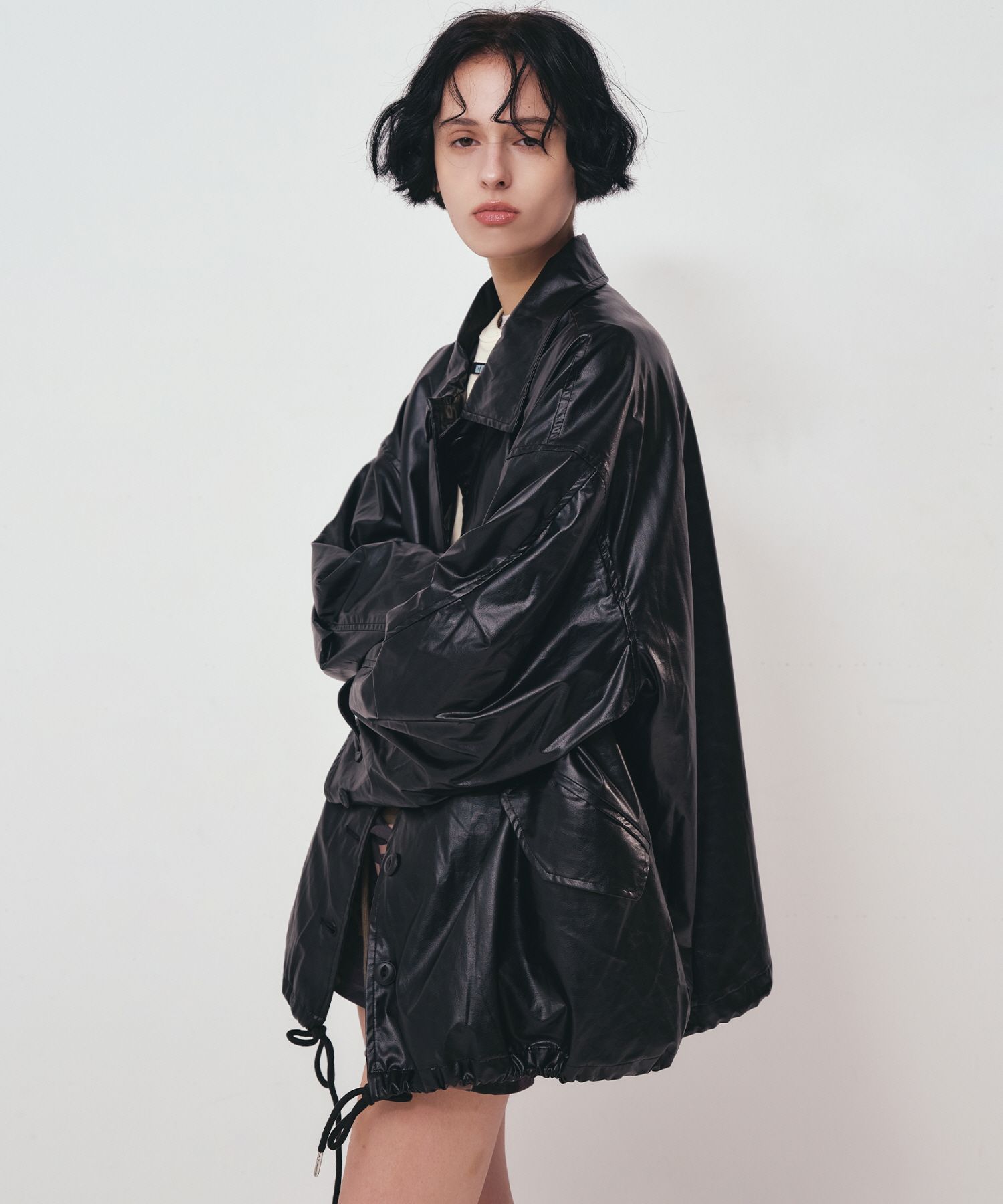 【NICK&NICOLE】CLASSIC STRING MIDI LEATHER PADDING MUSINSA | NICK&NICOLE VINTAGE HALF LEATHER STRING JACKET_BLACK