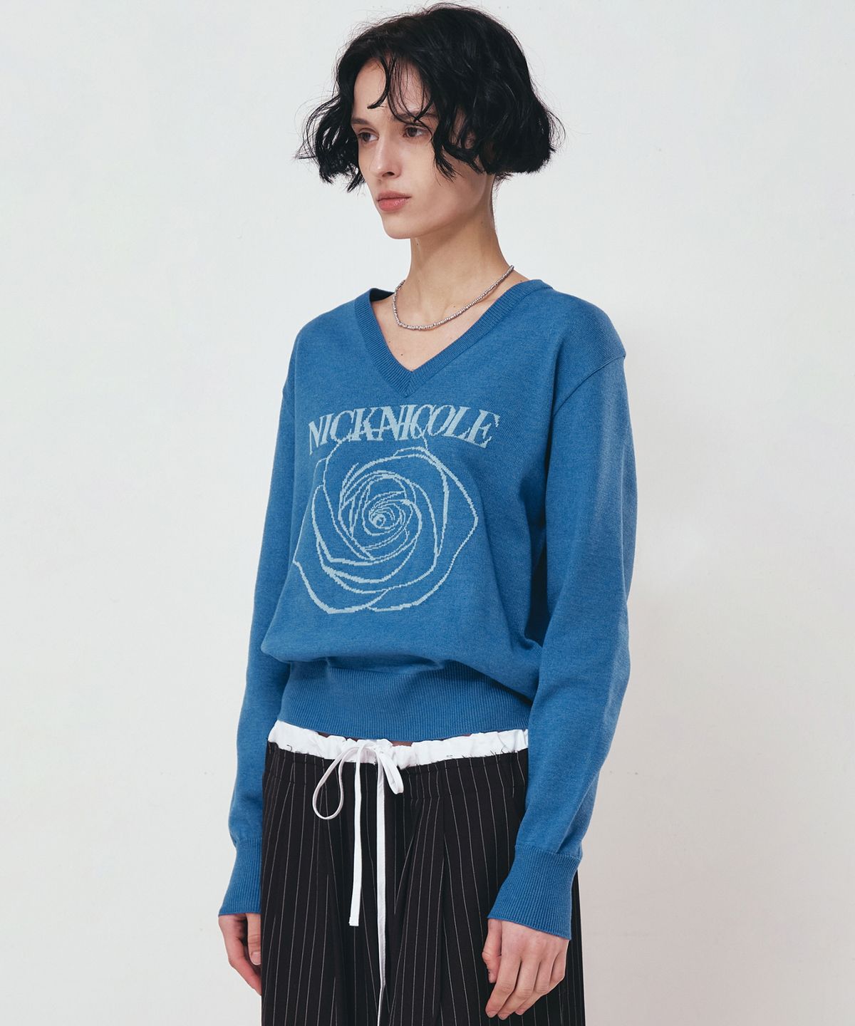 닉앤니콜(NICK&NICOLE) NICOLE ROSE JAQUARD PULLOVER KNIT_BLUE