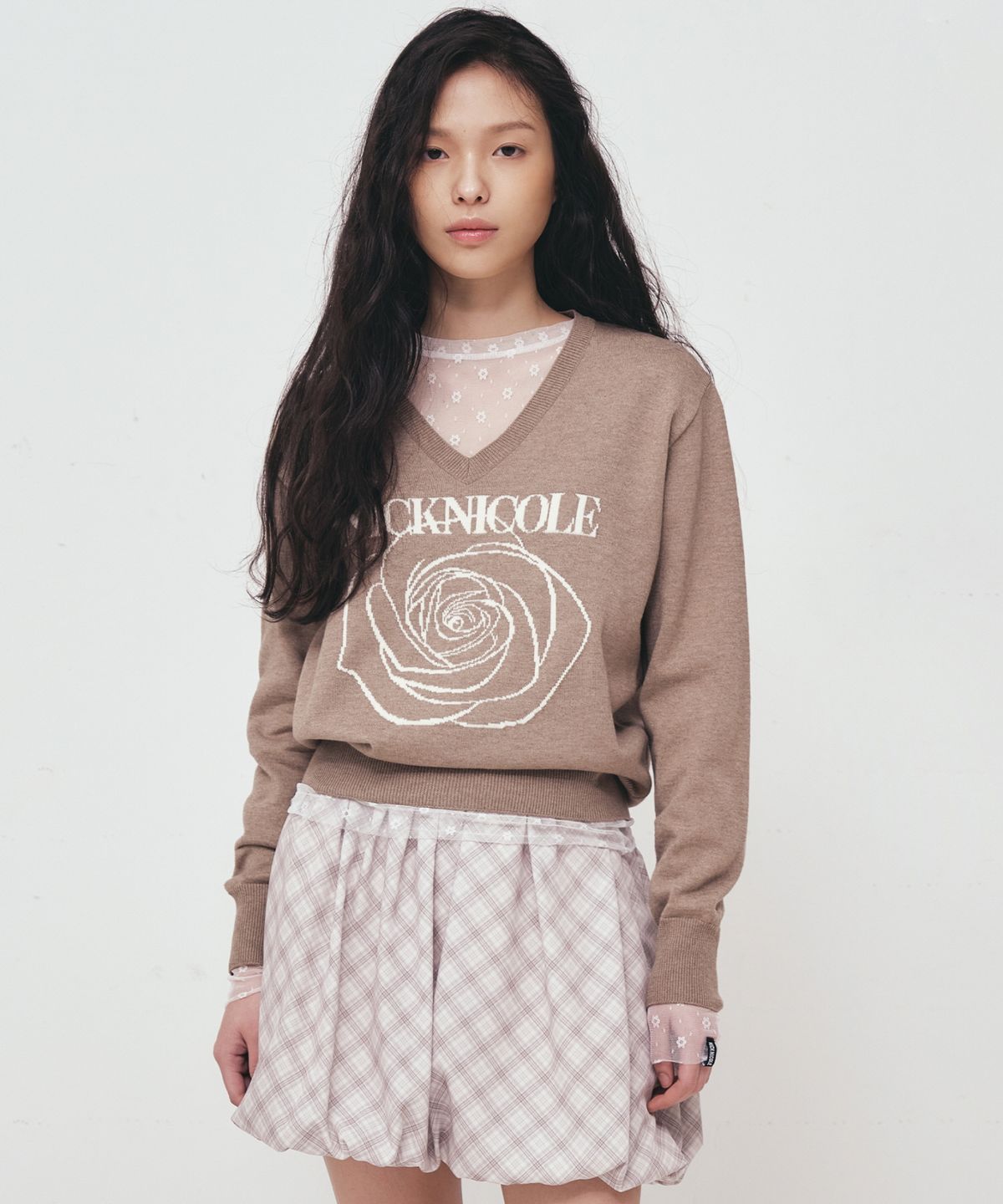 닉앤니콜(NICK&NICOLE) NICOLE ROSE JAQUARD PULLOVER KNIT_BROWN