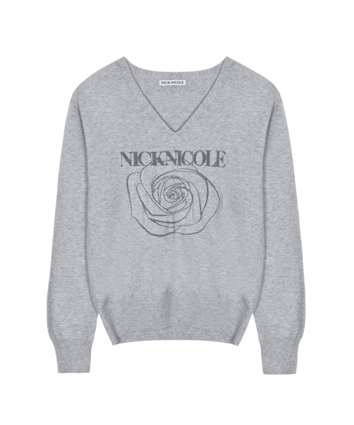 닉앤니콜(NICK&NICOLE) NICOLE ROSE JAQUARD PULLOVER KNIT_GRAY