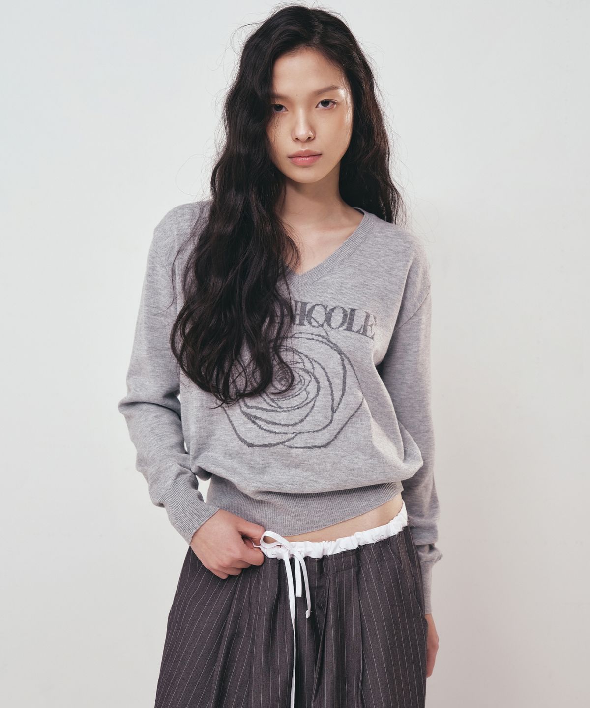 닉앤니콜(NICK&NICOLE) NICOLE ROSE JAQUARD PULLOVER KNIT_GRAY