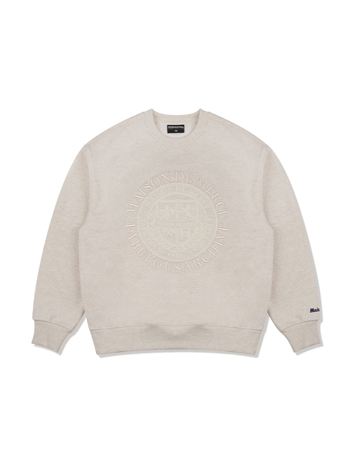 라 메종 스튜디오(LA MAISON STUDIO) UNISEX 쉴드 패턴 맨투맨 오트밀(FCD1TS103M)