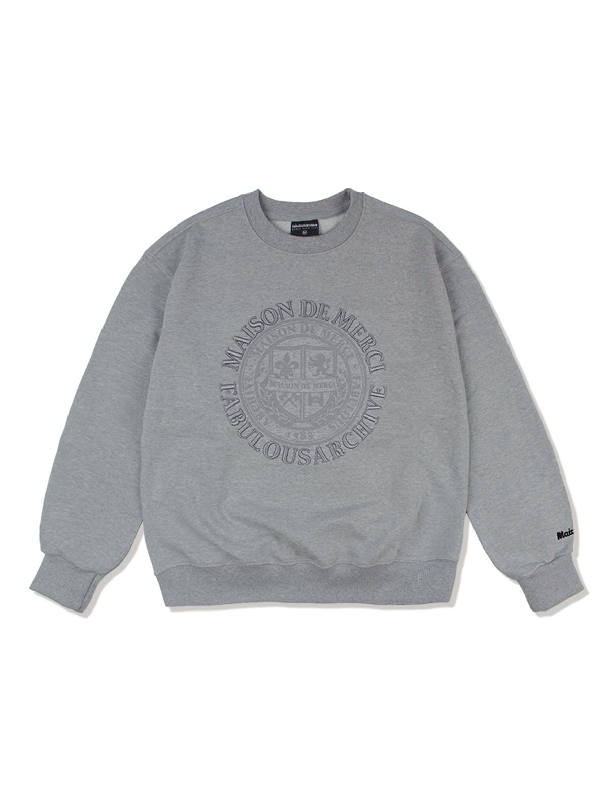 라 메종 스튜디오(LA MAISON STUDIO) UNISEX 쉴드 패턴 맨투맨 멜란그레이(FCD1TS103M)