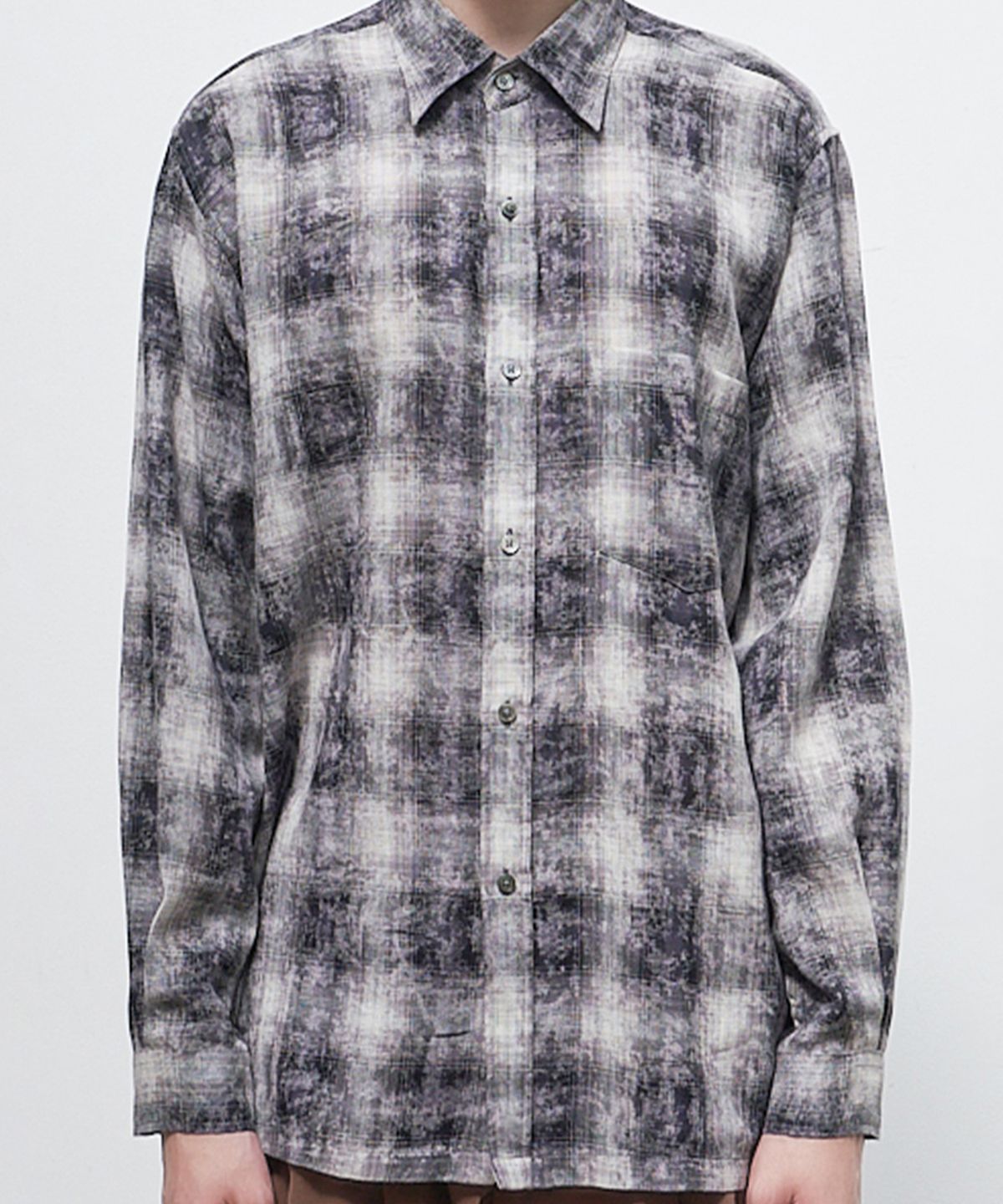 우석(WOOSUK) Vintage Washed Check Shirt (Black)