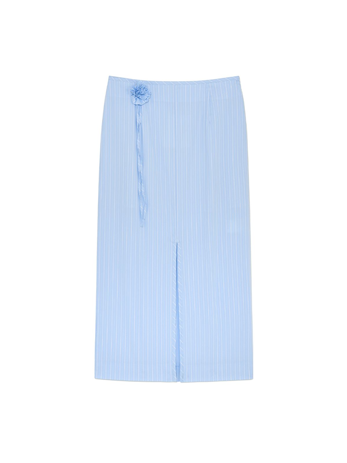 기준(KIJUN) Stripe Corsage Long Skirt Sky Blue Stripe