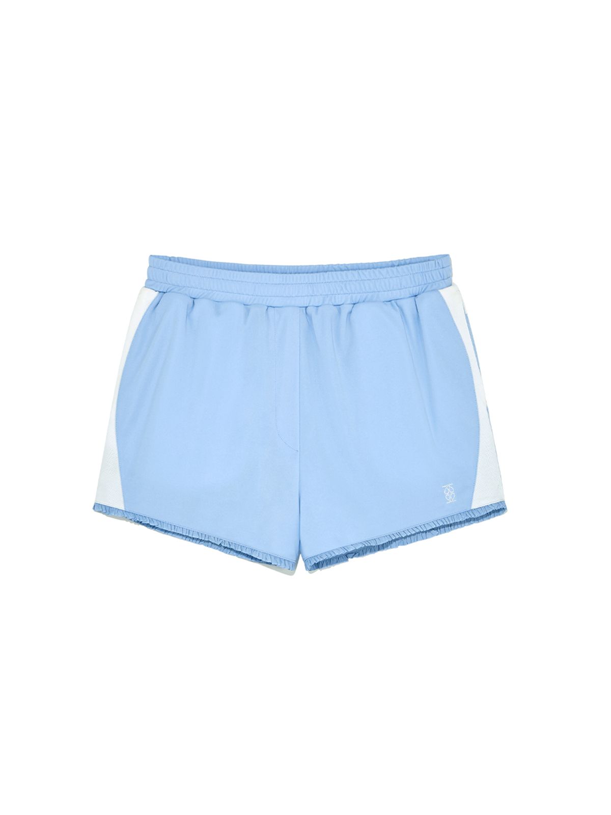 기준(KIJUN) Frill Jersey Shorts Sky Blue Off-White