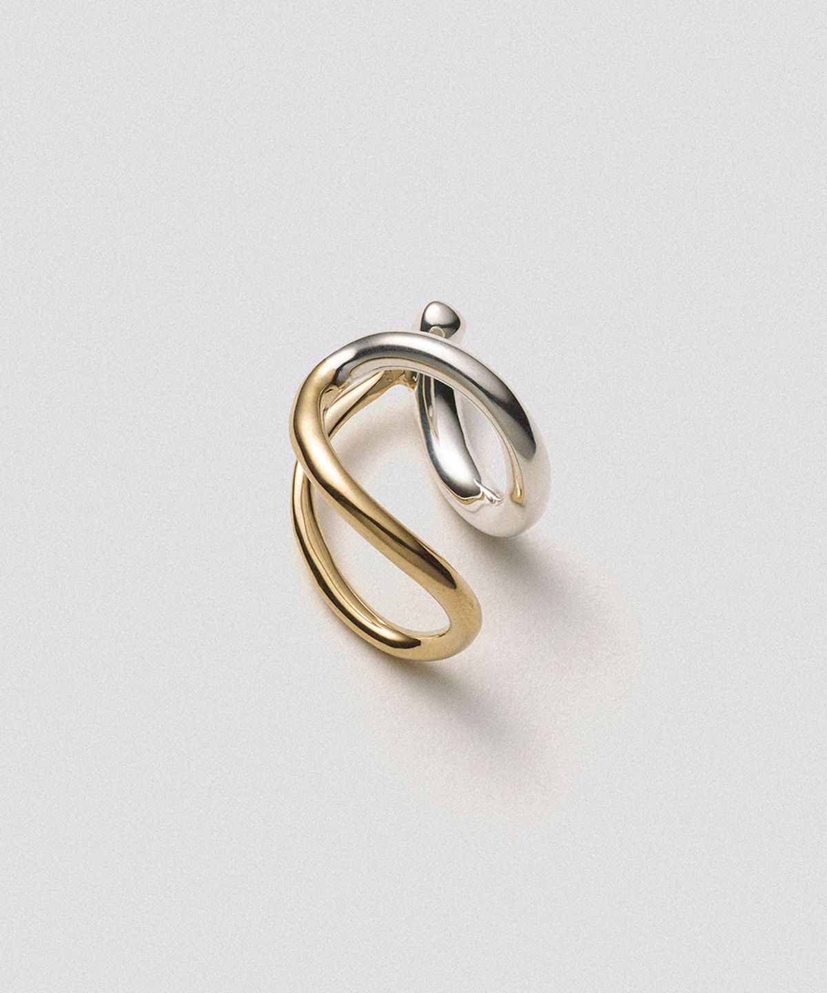 휴스타드(HUSTAD) 238 Combo  Leaf Earcuff_ 925 실버 / 14k 골드 콤보 립 이어커프