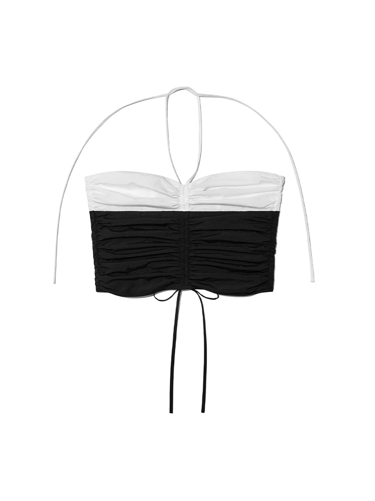 기준(KIJUN) Shirring Halter Top Black Off-White