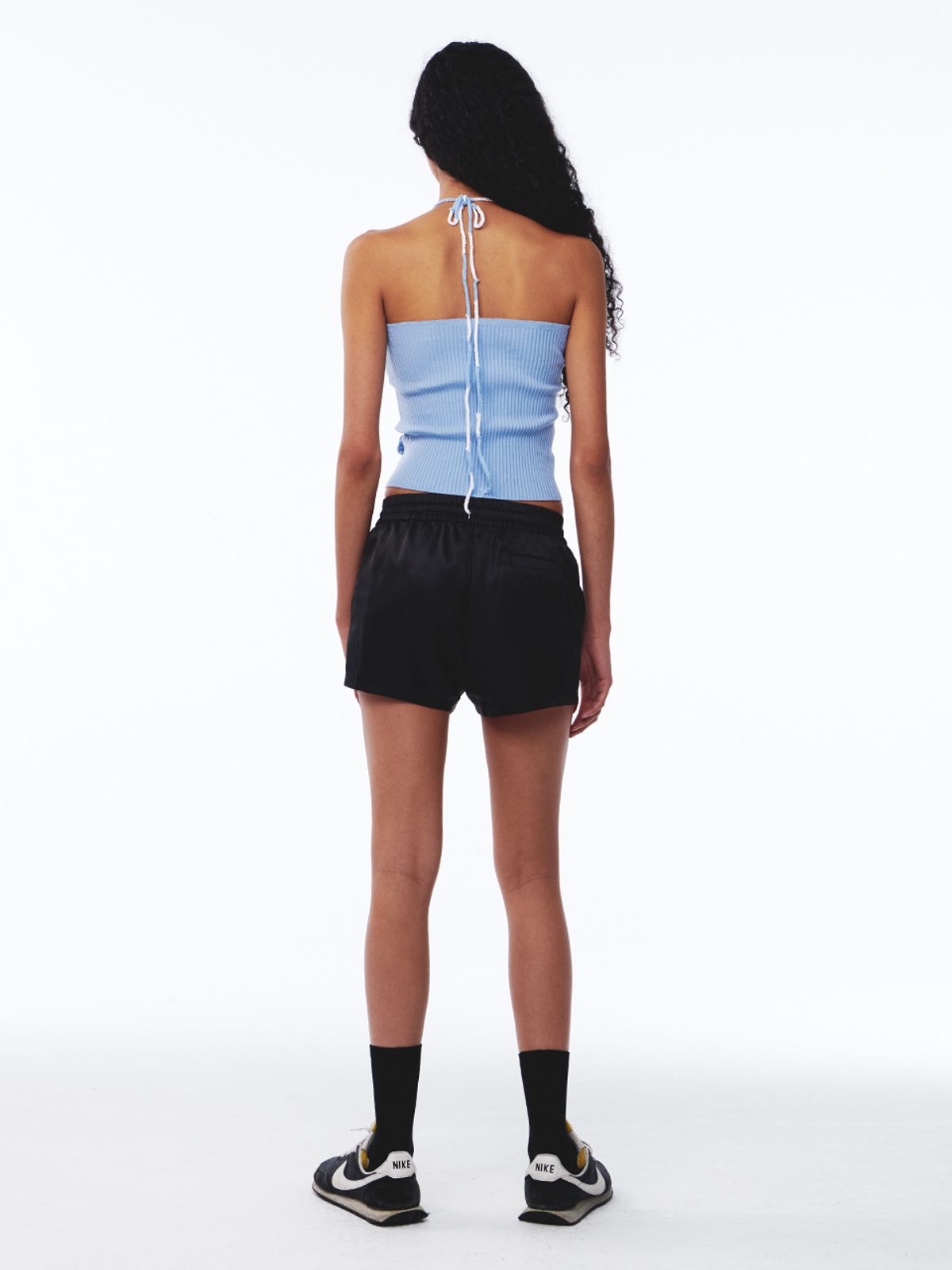 기준(KIJUN) Crochet Knit Tube Top Dusty Blue