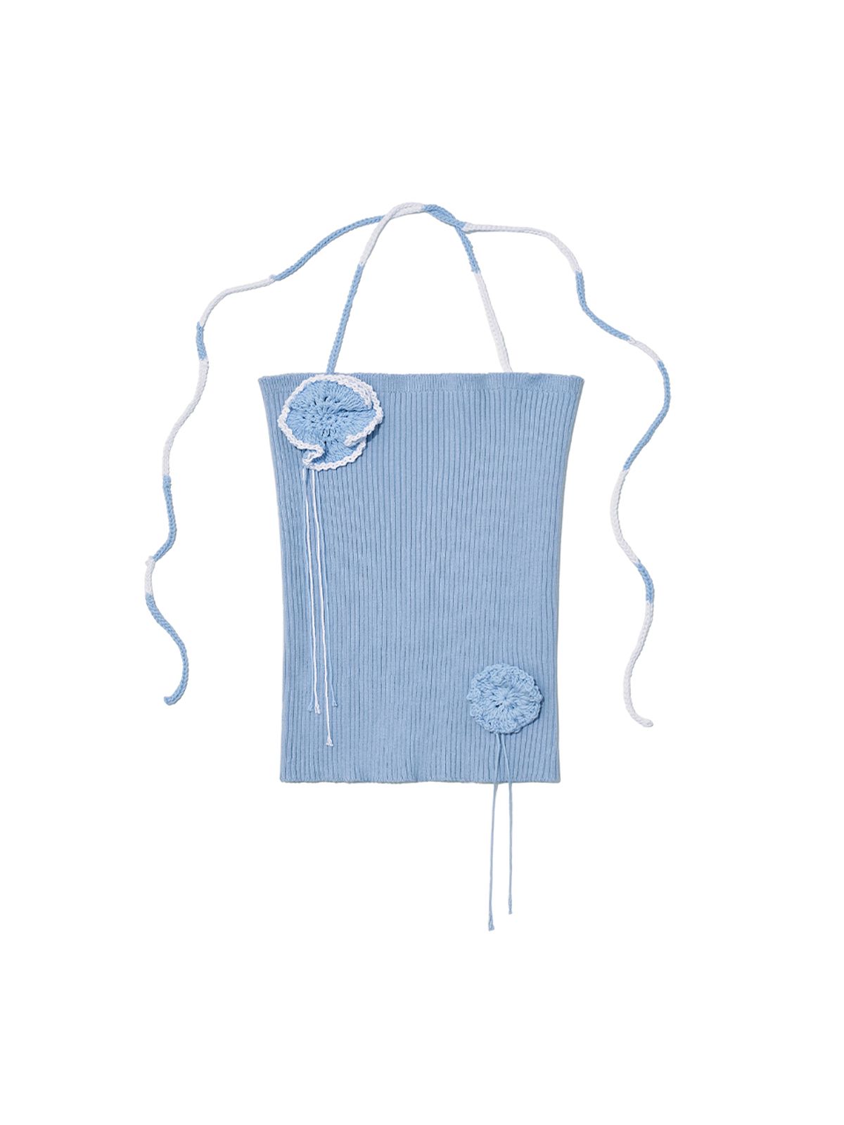 기준(KIJUN) Crochet Knit Tube Top Dusty Blue