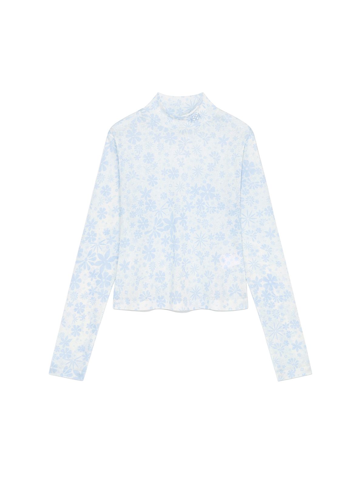 기준(KIJUN) Flower Jersey Top Print Sky Blue