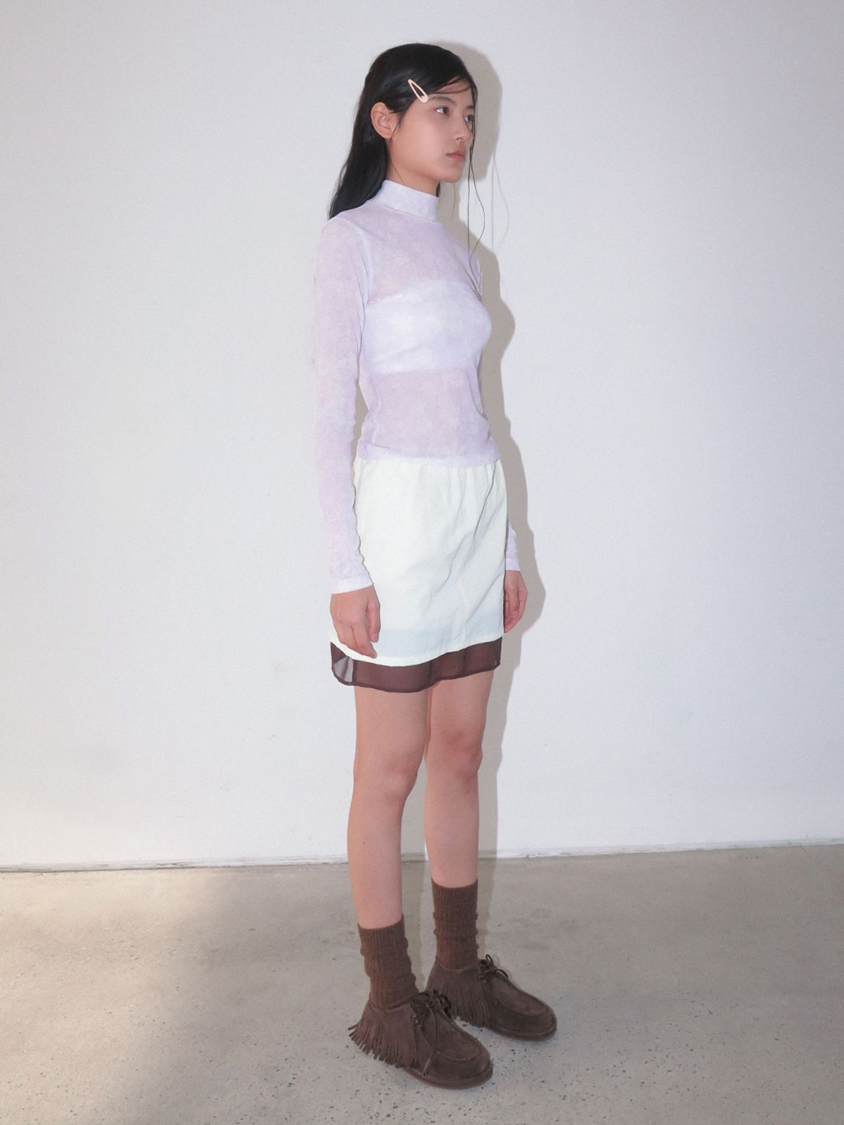 기준(KIJUN) Flower Jersey Top Print Pink