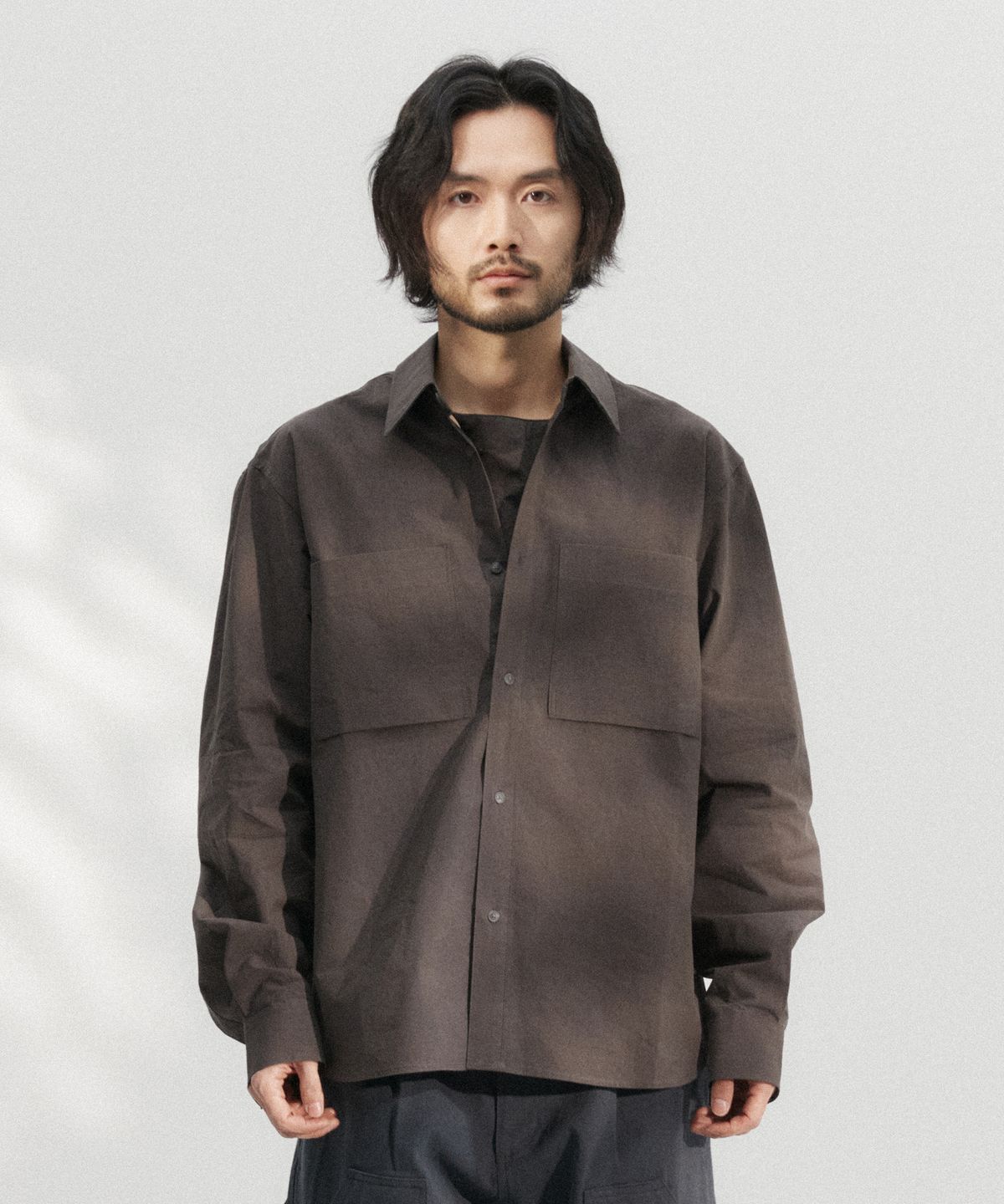 더블유엠씨(WMC) 이중 플라켓 셔츠_CHARCOAL GREY