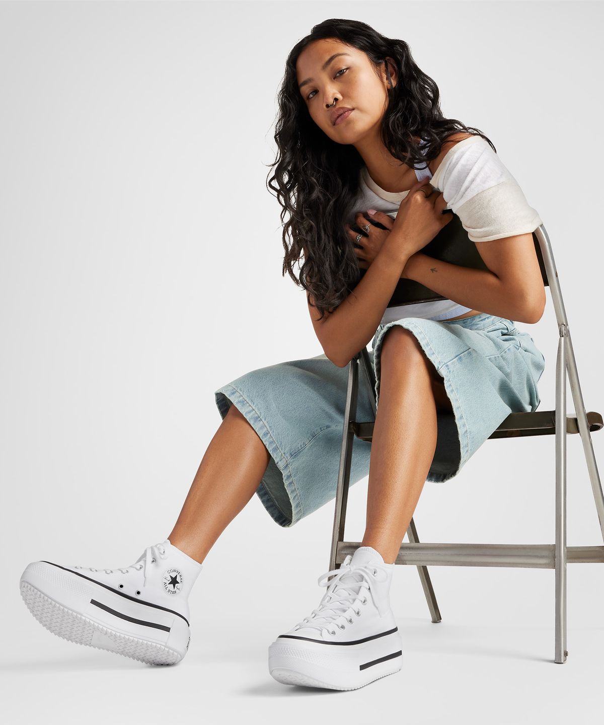 컨버스(CONVERSE) 척테일러 올스타 더블 스택 화이트 A12976C