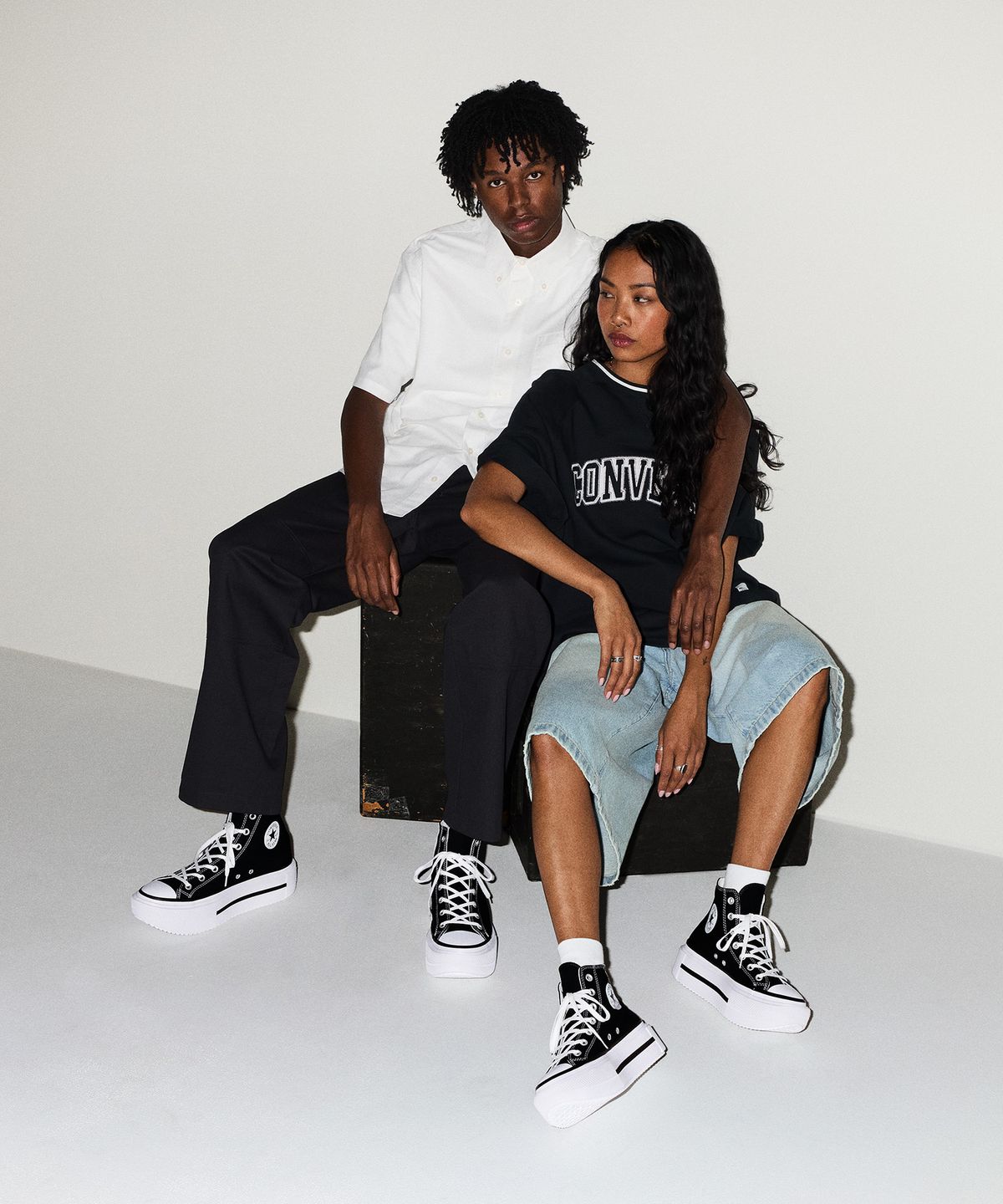 컨버스(CONVERSE) 척테일러 올스타 더블 스택 블랙 A12975C