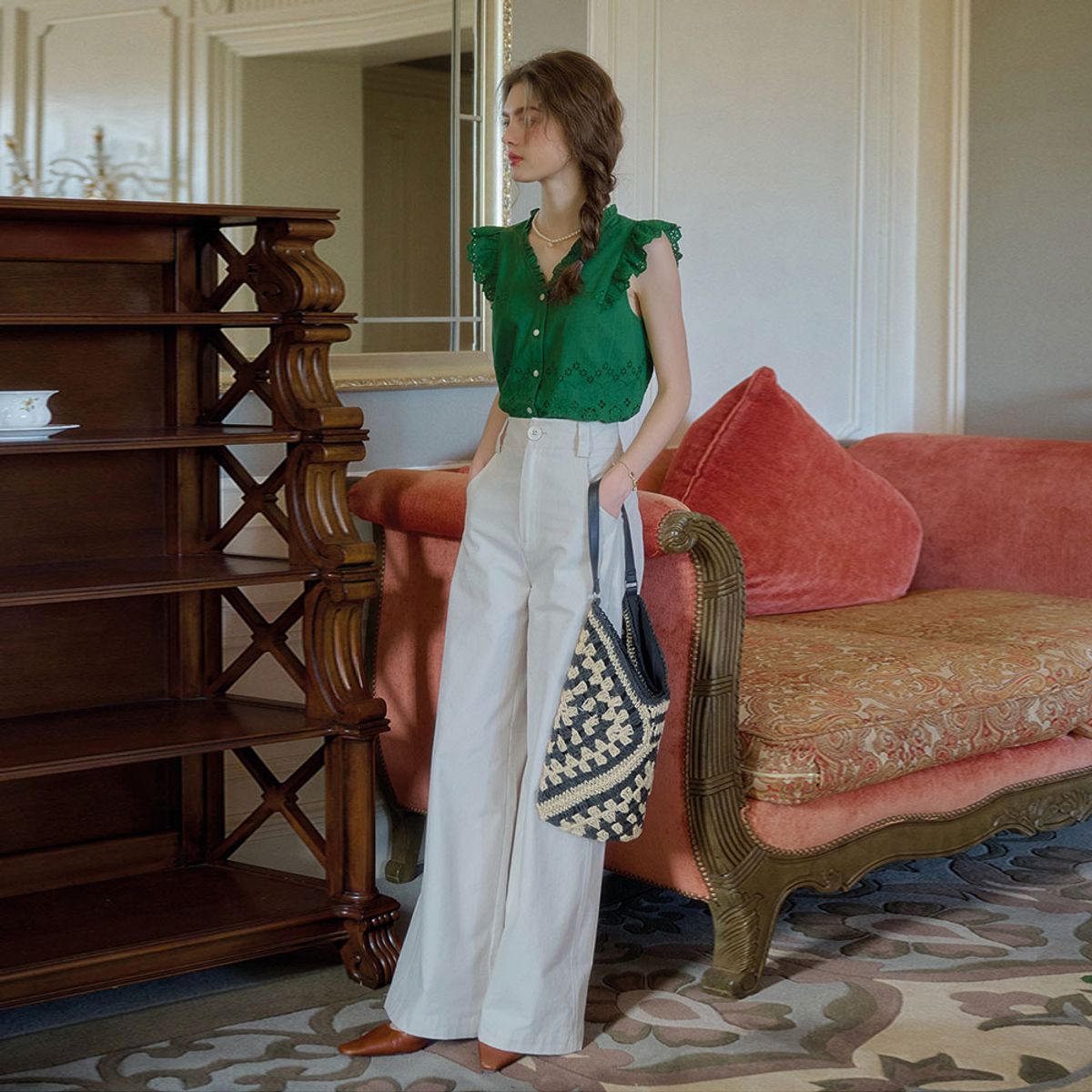 심플레트로(SIMPLE RETRO) SR_Waist straight floor-length pants