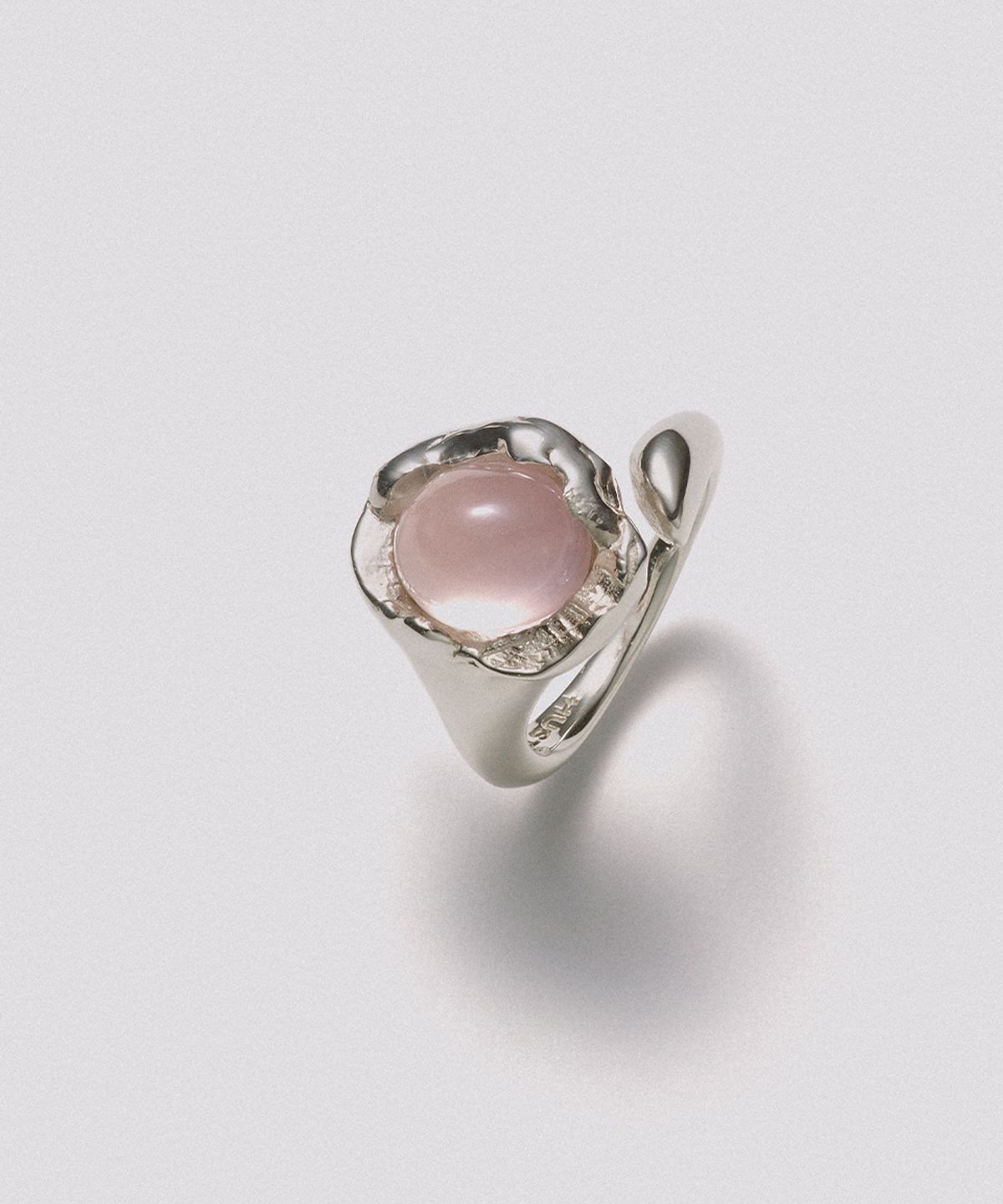 휴스타드(HUSTAD) 240 Rose Quartz Open Ring_ 925 실버 로즈쿼츠 오픈 링