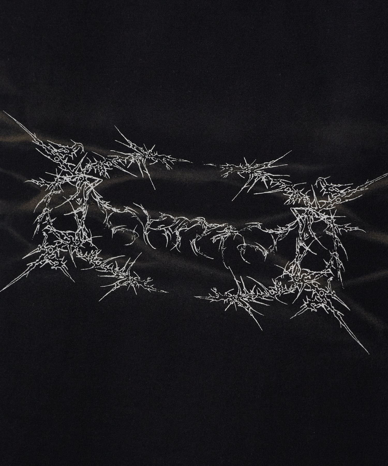 MUSINSA | CRITIC SPIKE WORMHOLE SPRAY T-SHIRT BLACK