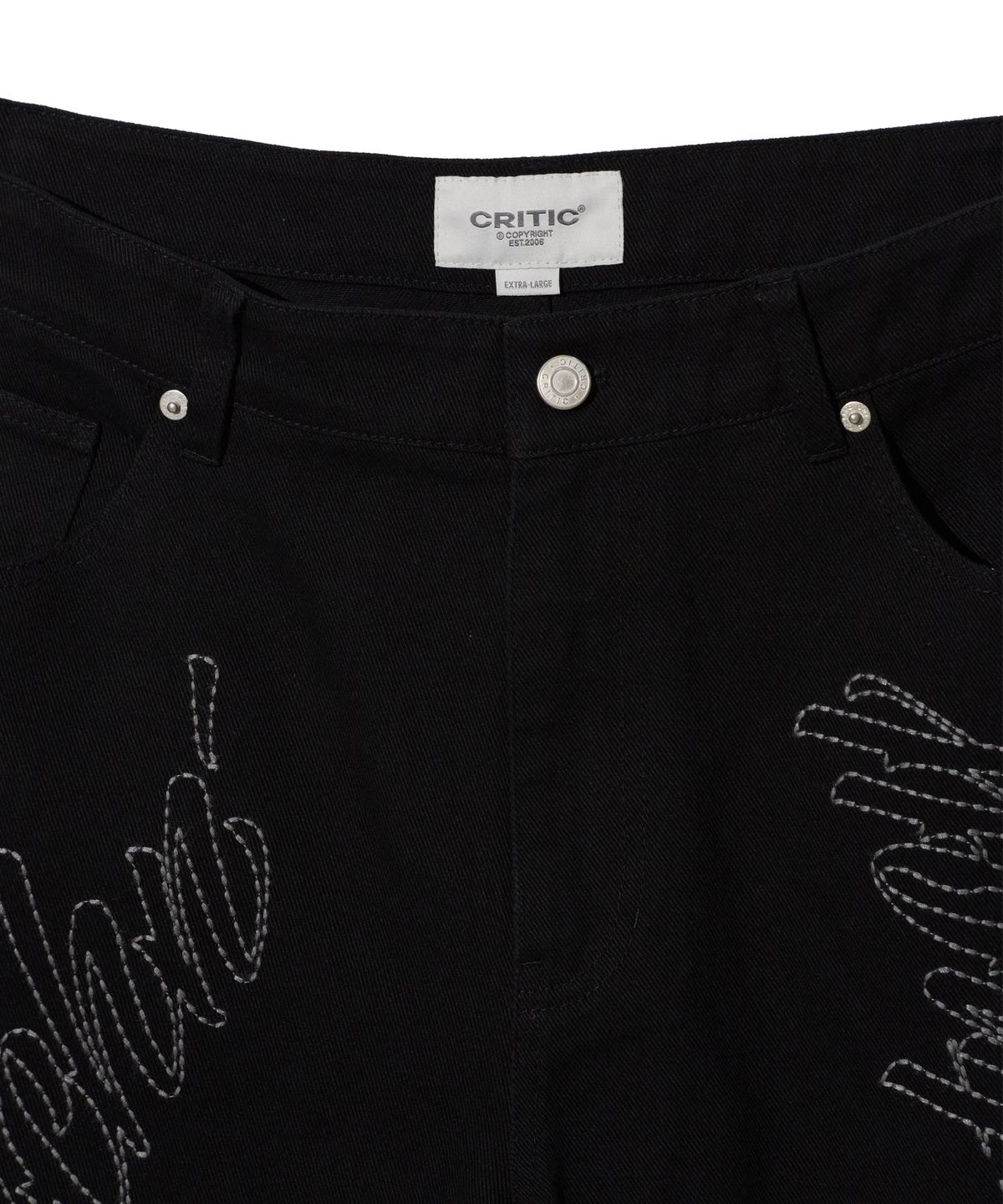 크리틱(CRITIC) LETTERING BERMUDA PANTS BLACK