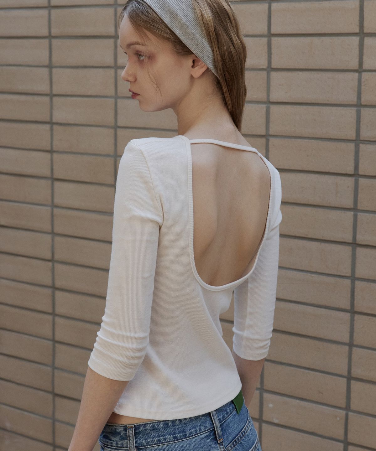 그린버터(GREENBUTTER) Three-quarter Sleeve Tee (Ivory)