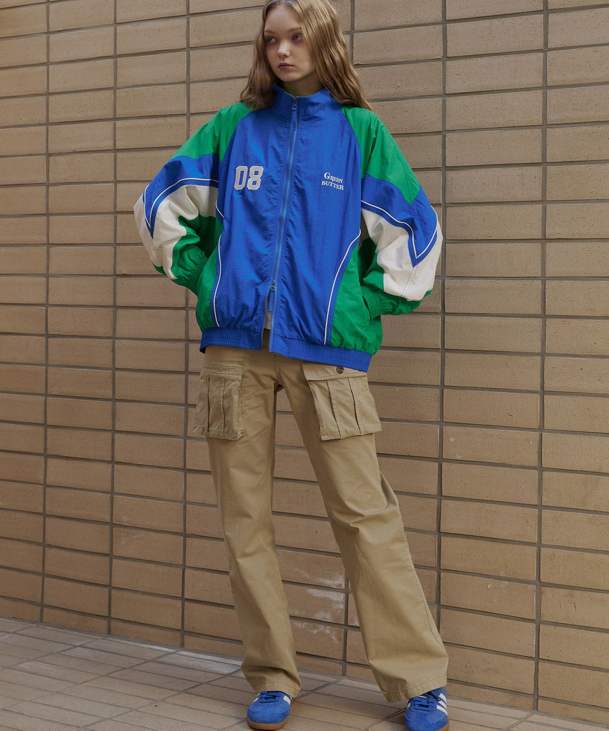 그린버터(GREENBUTTER) Two-way Windbreaker Jacket (Cobalt)