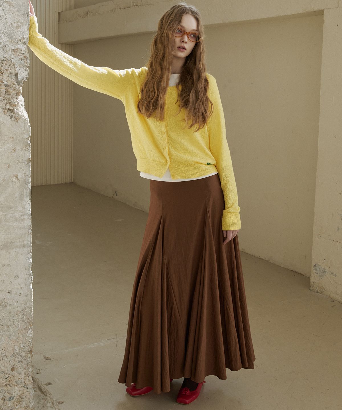 그린버터(GREENBUTTER) Summer Boucle Cardigan (Yellow)