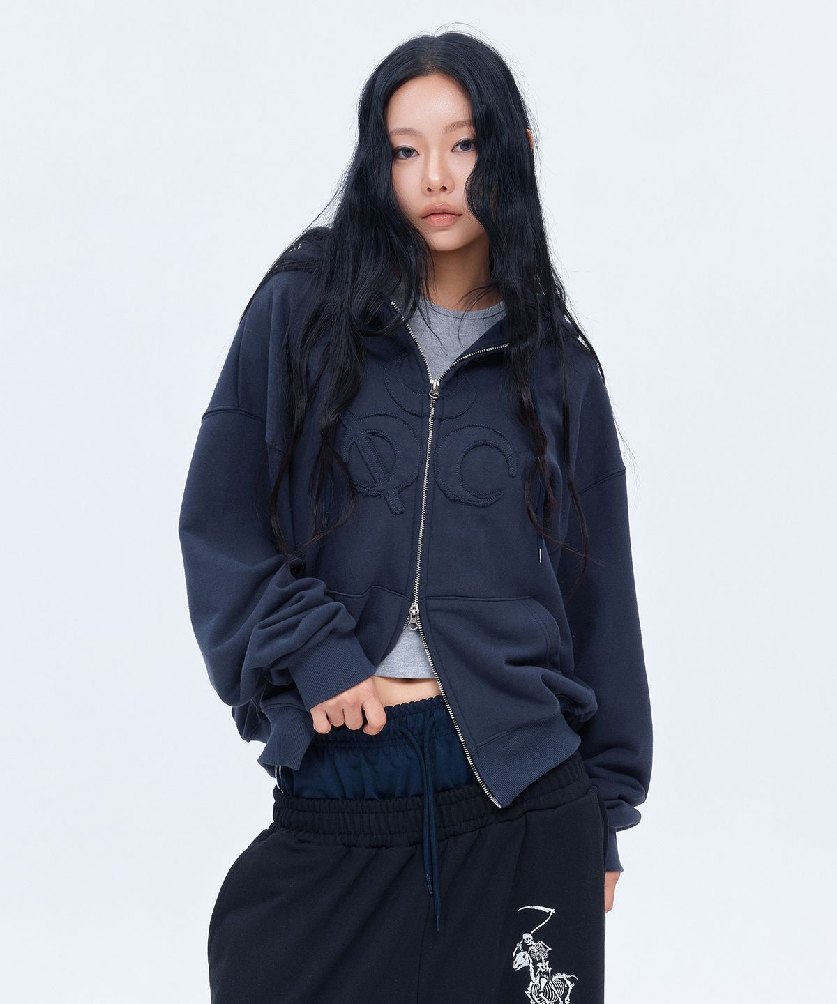 디오스피스(DAUSPICE) (DUC) Symbol Hoodie Zip-up Vintage Black