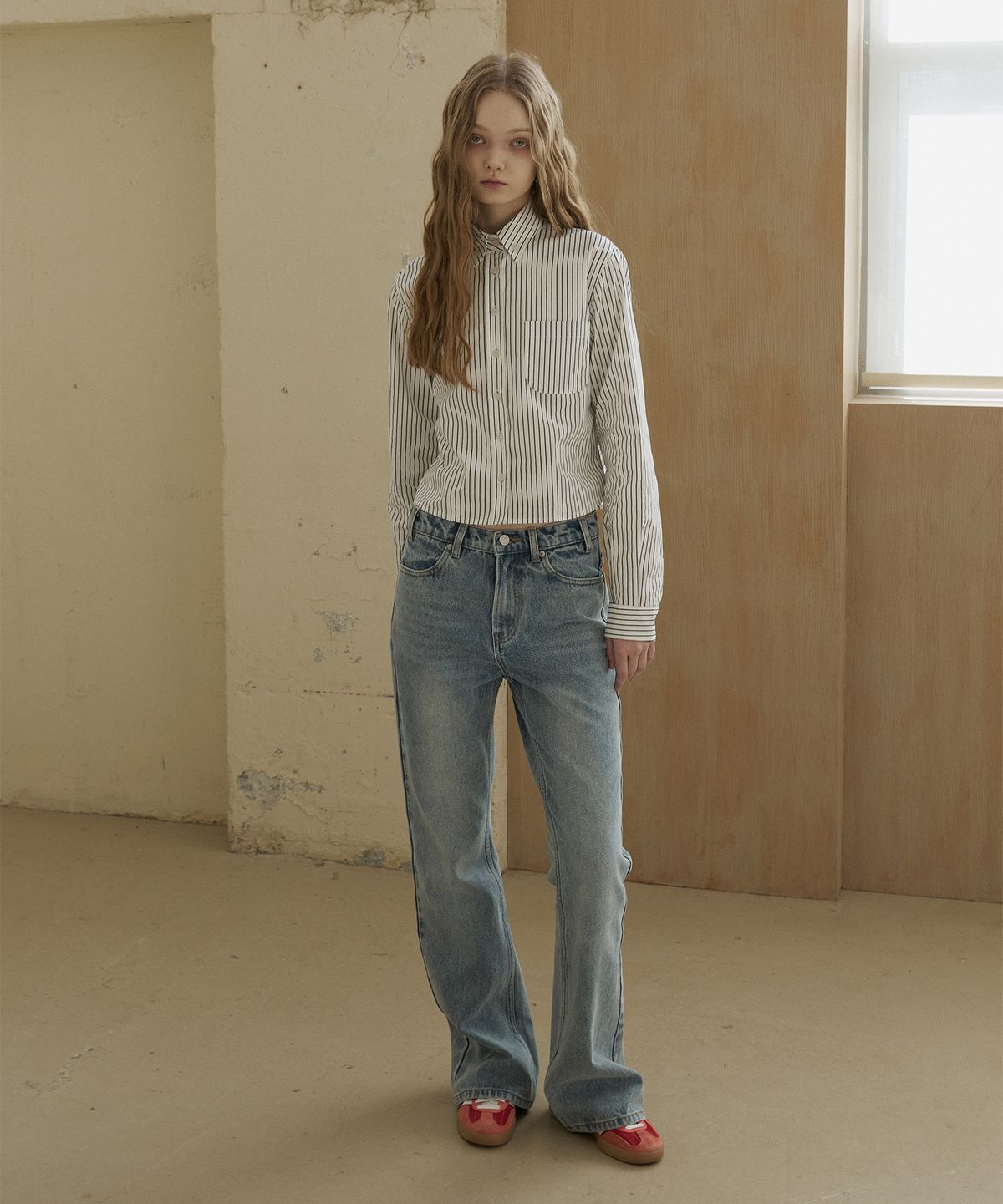 그린버터(GREENBUTTER) Stripe Cotton Shirt (Ivory)
