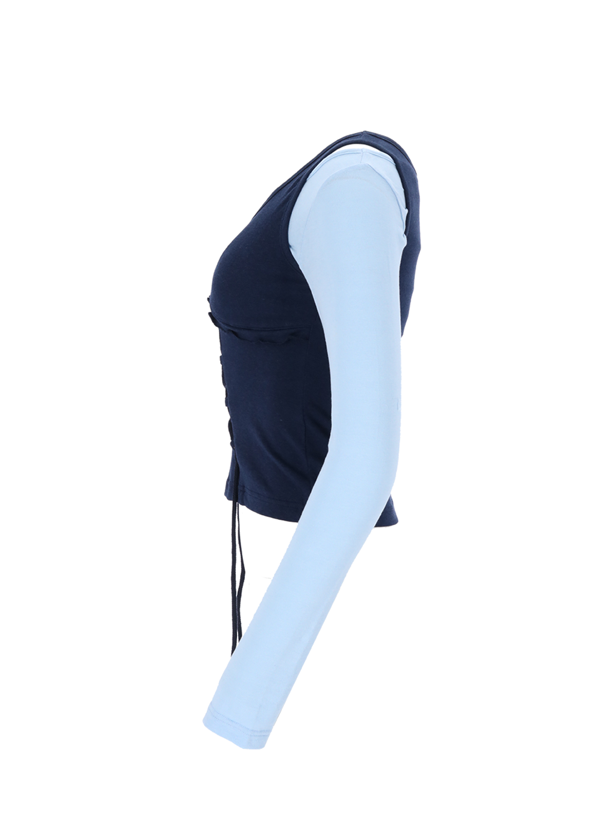 쎄쎄쎄(SETSETSET) BUSTIER LACE-UP TEE (BLUE)
