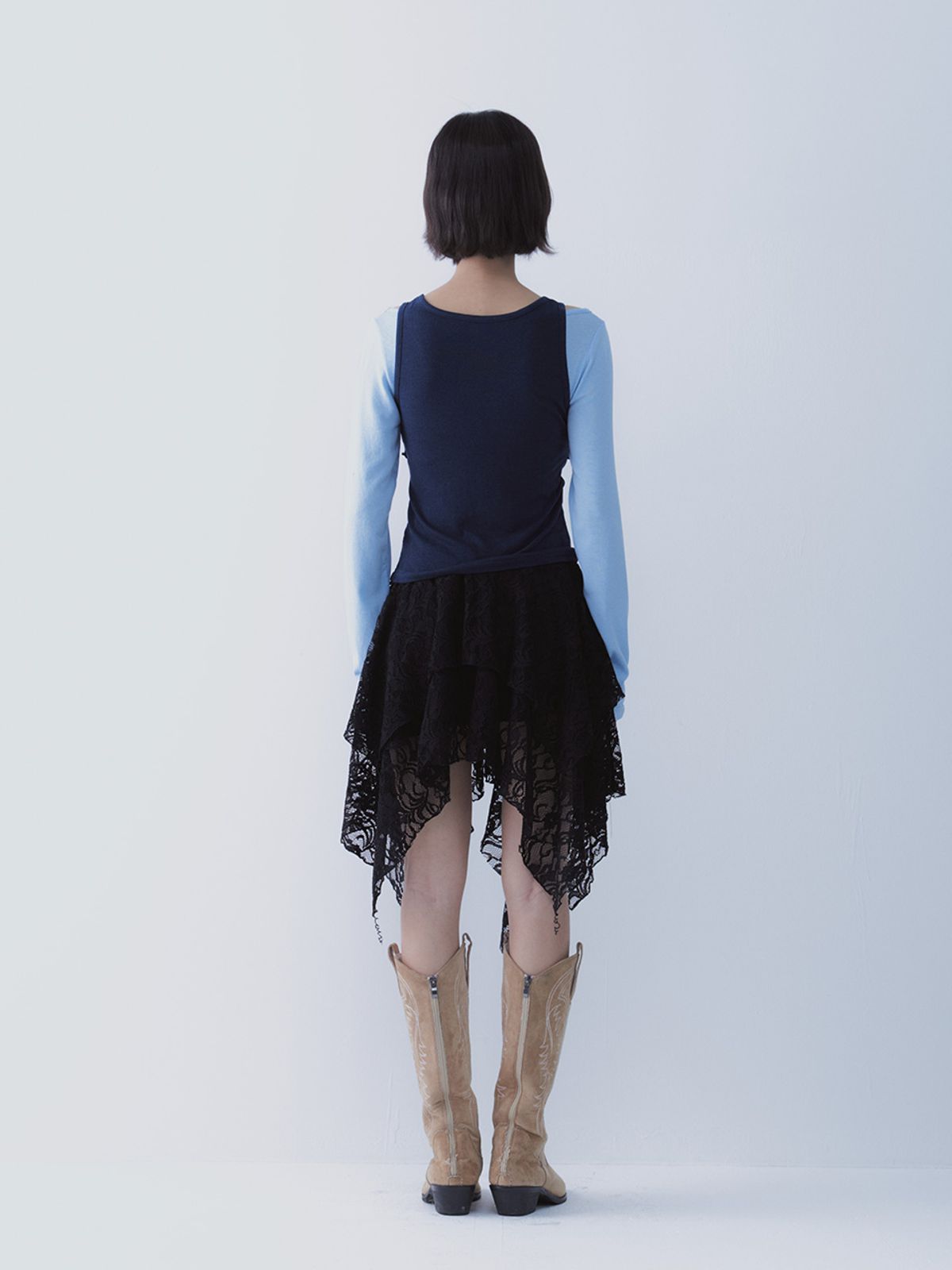쎄쎄쎄(SETSETSET) BUSTIER LACE-UP TEE (BLUE)