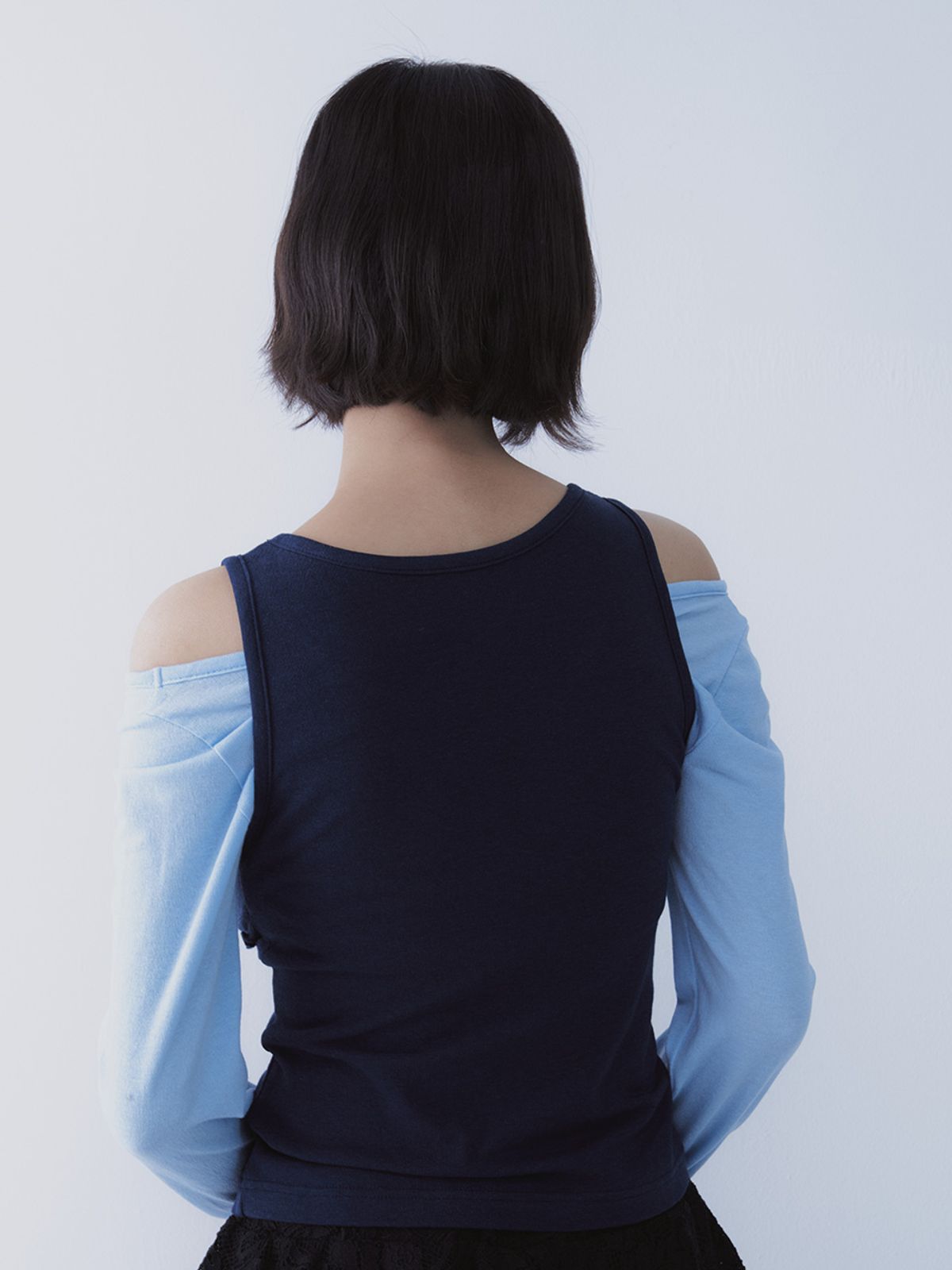 쎄쎄쎄(SETSETSET) BUSTIER LACE-UP TEE (BLUE)