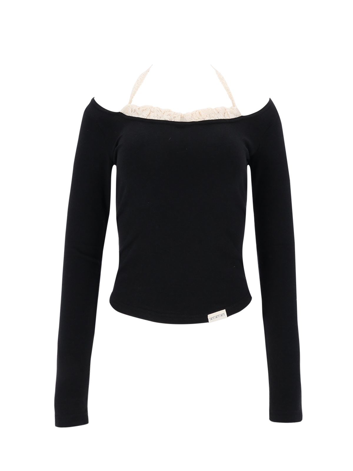 쎄쎄쎄(SETSETSET) LACE HALTERNECK TEE (BLACK)