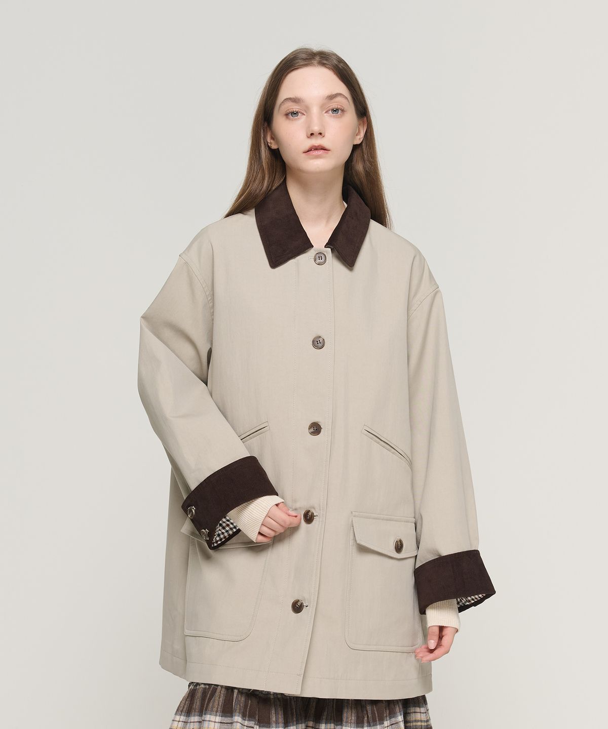 카고브로스 포 우먼(CARGOBROS FOR WOMAN) 카라 하프 워크자켓 (베이지)