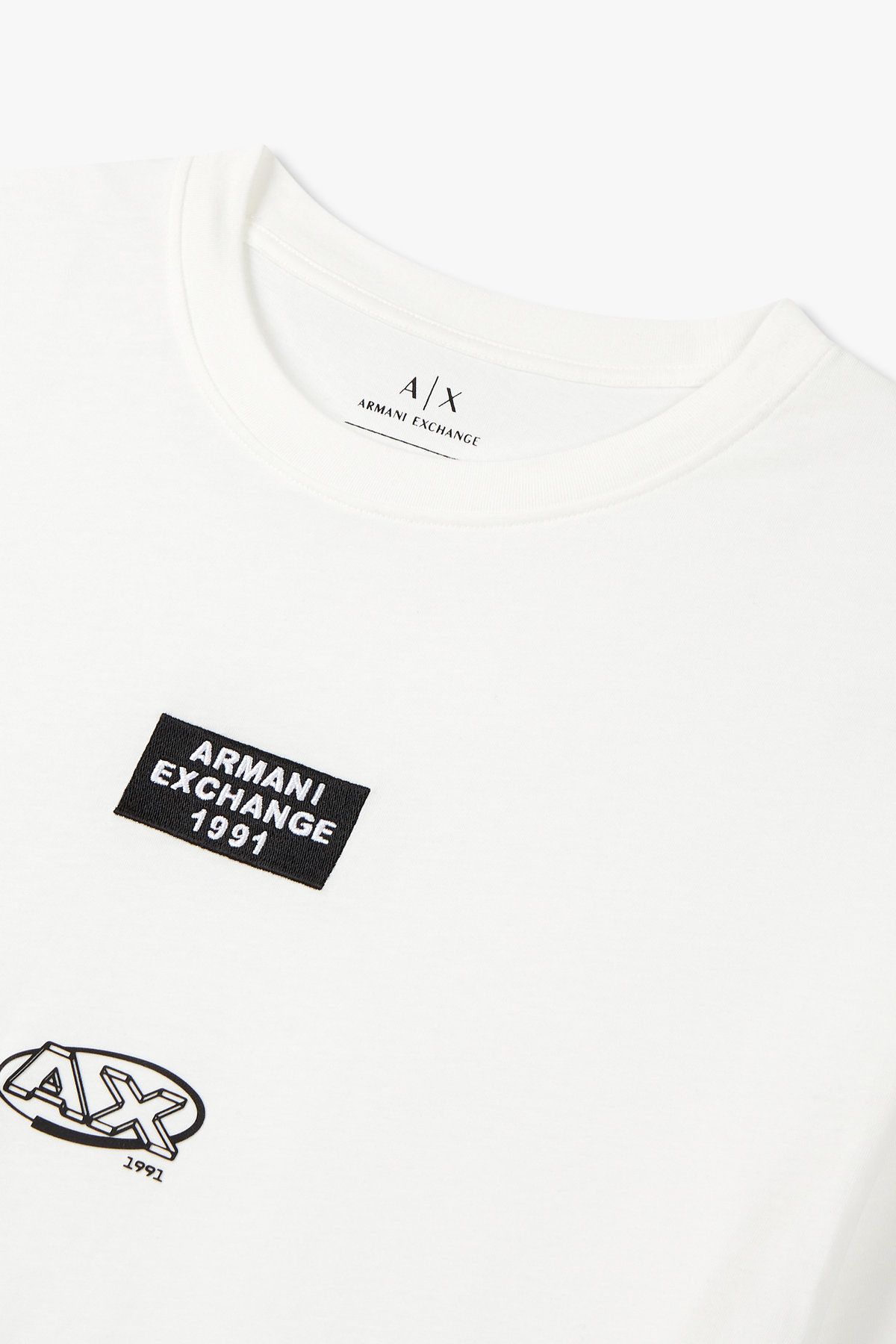 아르마니 익스체인지(ARMANI EXCHANGE) 남성 멀티 로고 크루넥 티셔츠_화이트 A415130030