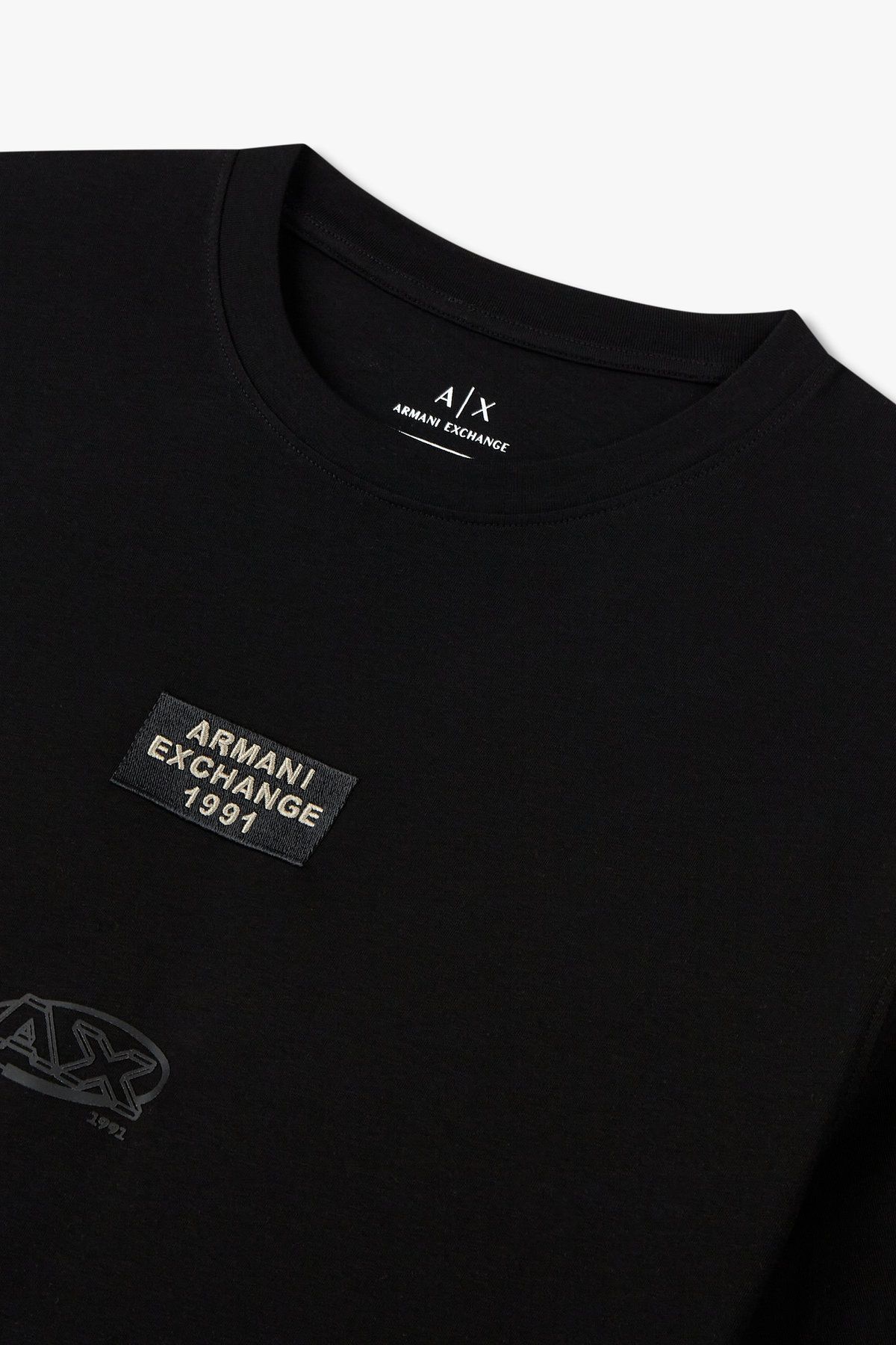 아르마니 익스체인지(ARMANI EXCHANGE) 남성 멀티 로고 크루넥 티셔츠_블랙 A415130031