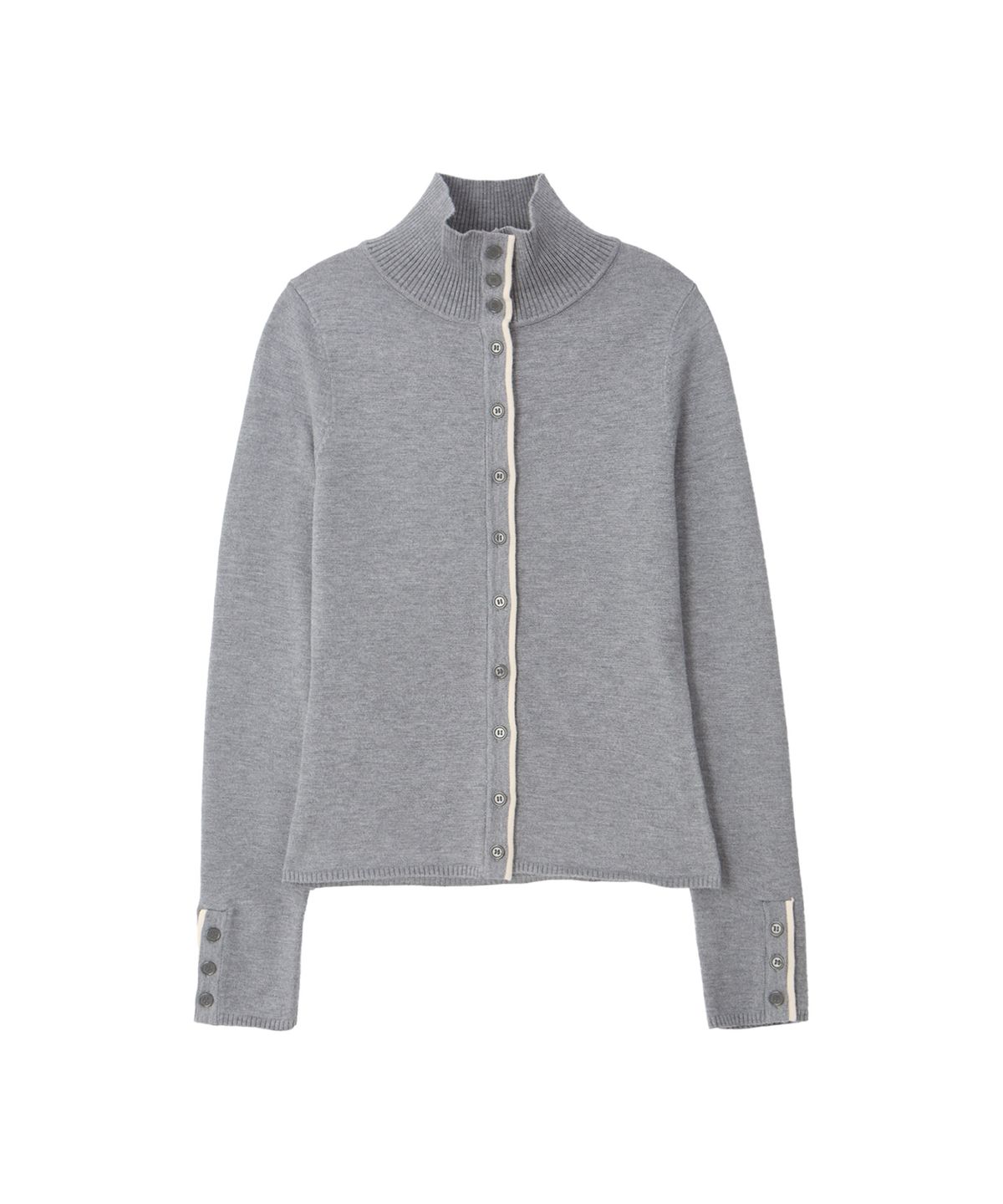 살롱 드 욘(SALON DE YOHN) Line Point High Neck Cardigan_ Gray