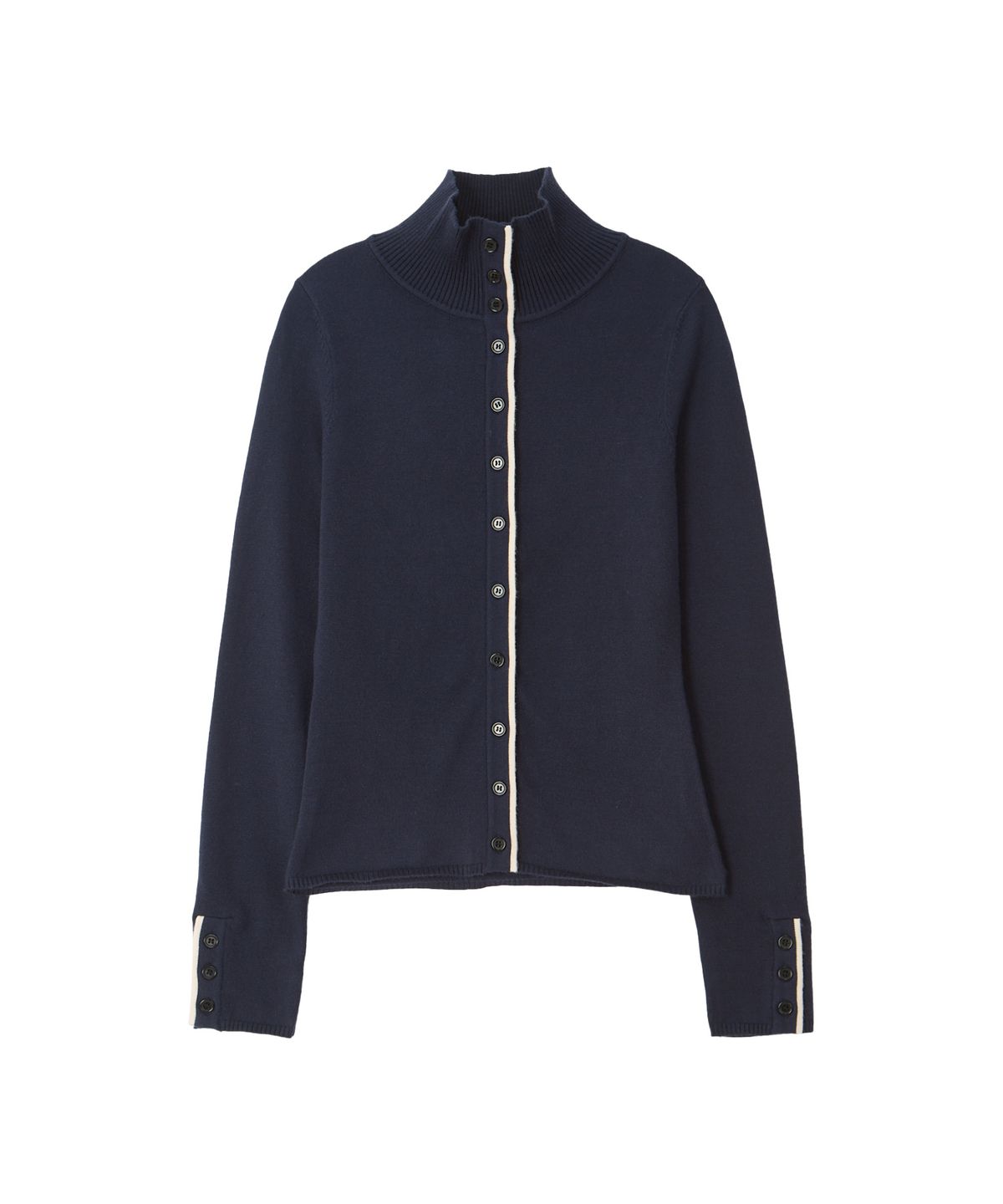 살롱 드 욘(SALON DE YOHN) Line Point High Neck Cardigan_ Navy
