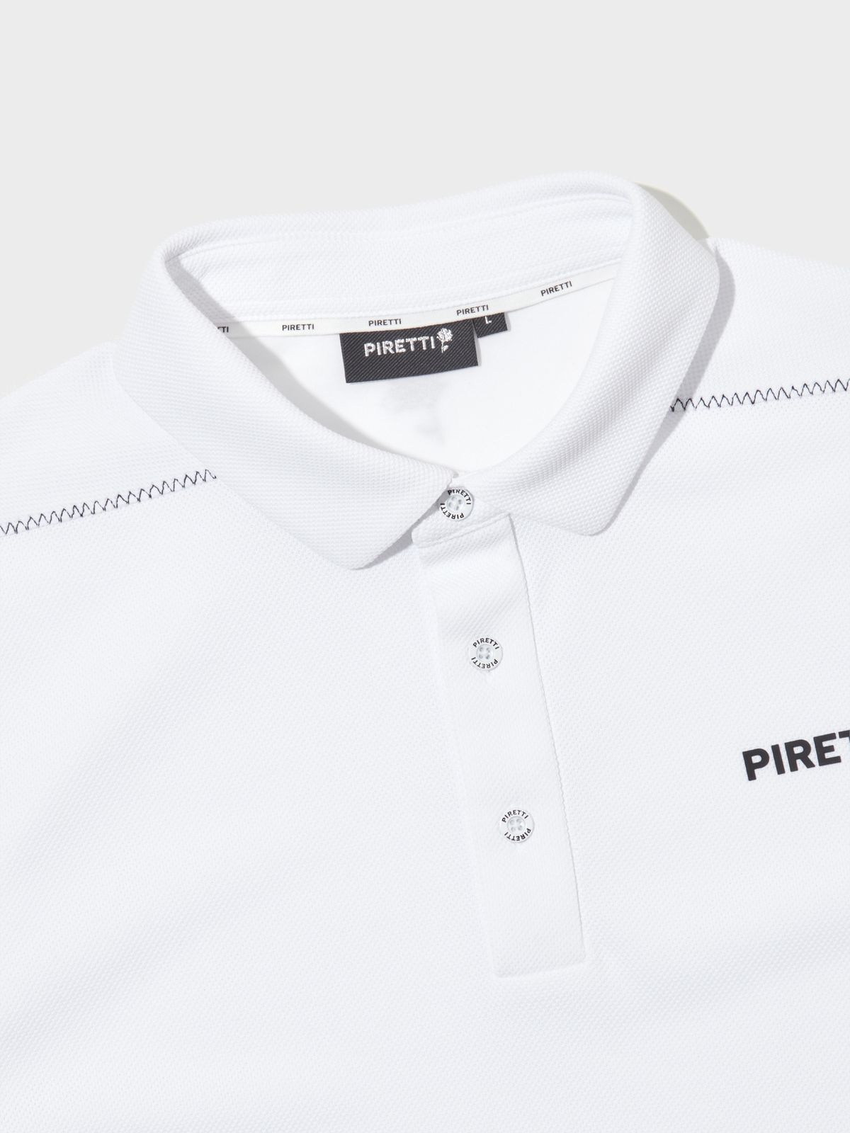 피레티(PIRETTI) 투터로즈 조직감 폴로 티셔츠 M_White