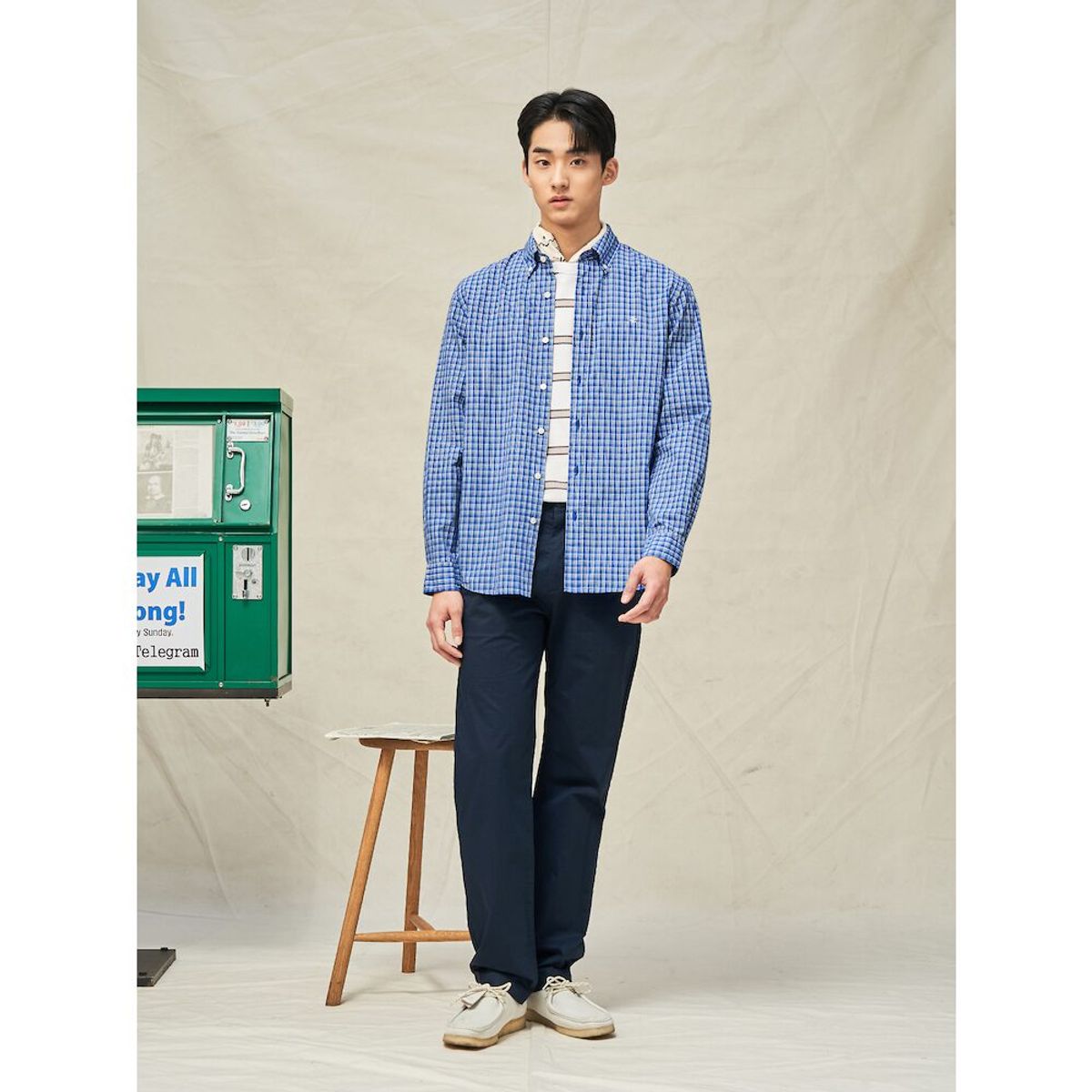 빈폴 멘(BEANPOLE MEN) 빅허니콤 스트라이프 반소매 티셔츠  아이보리